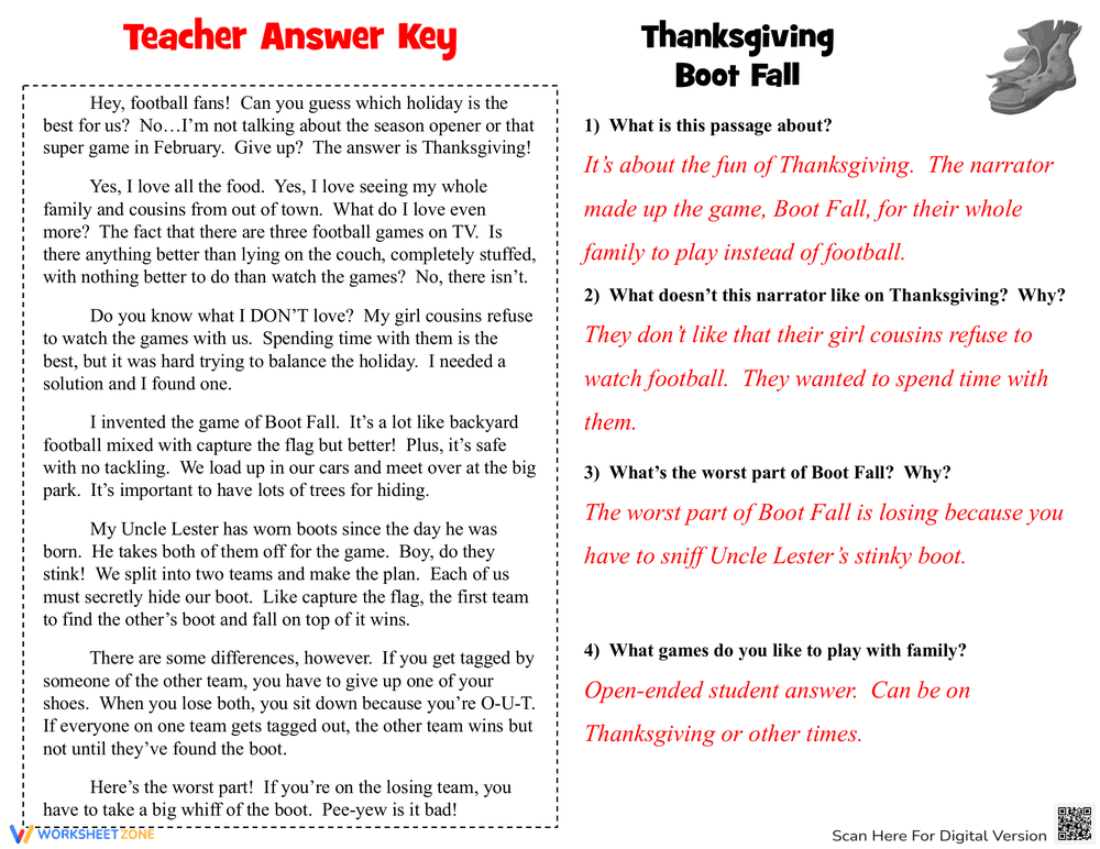 Thanksgiving Boot Fall Activity Worksheet - Page 2