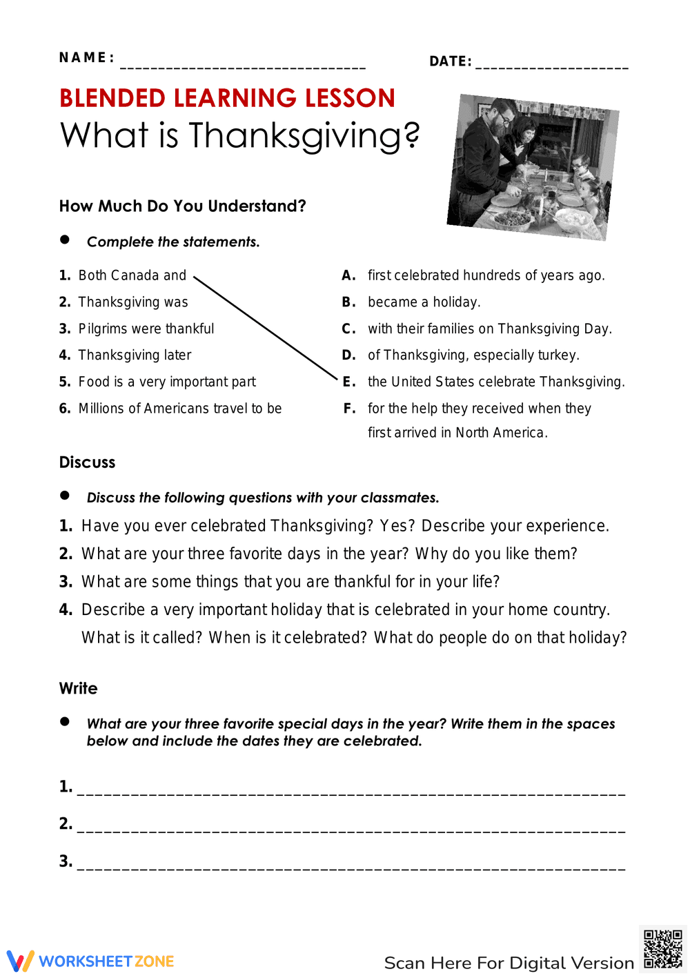 Thanksgiving Lesson with Vocabulary Practice - Page 4