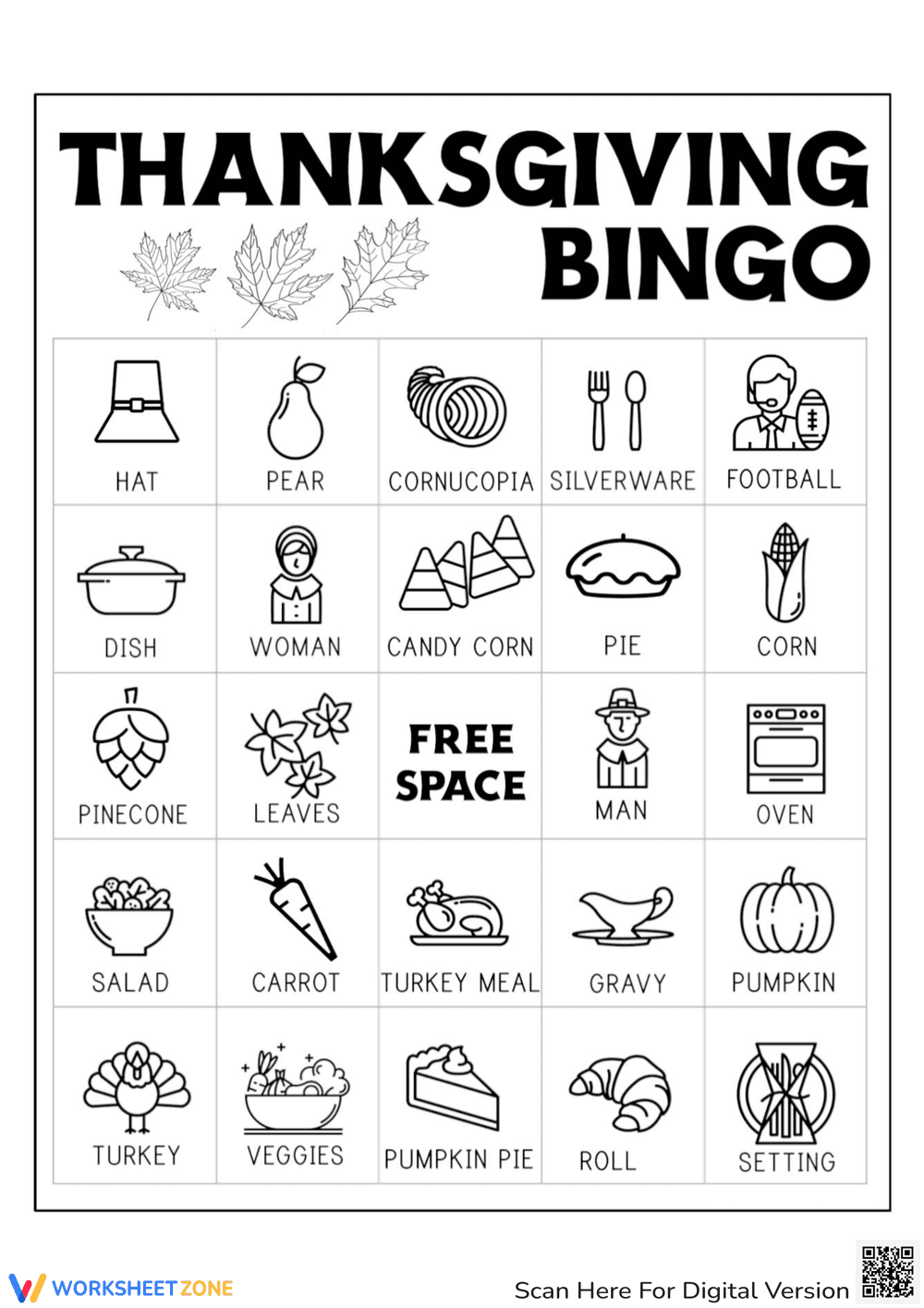 Play Holiday Fun with Thanksgiving Bingo Card - Page 2