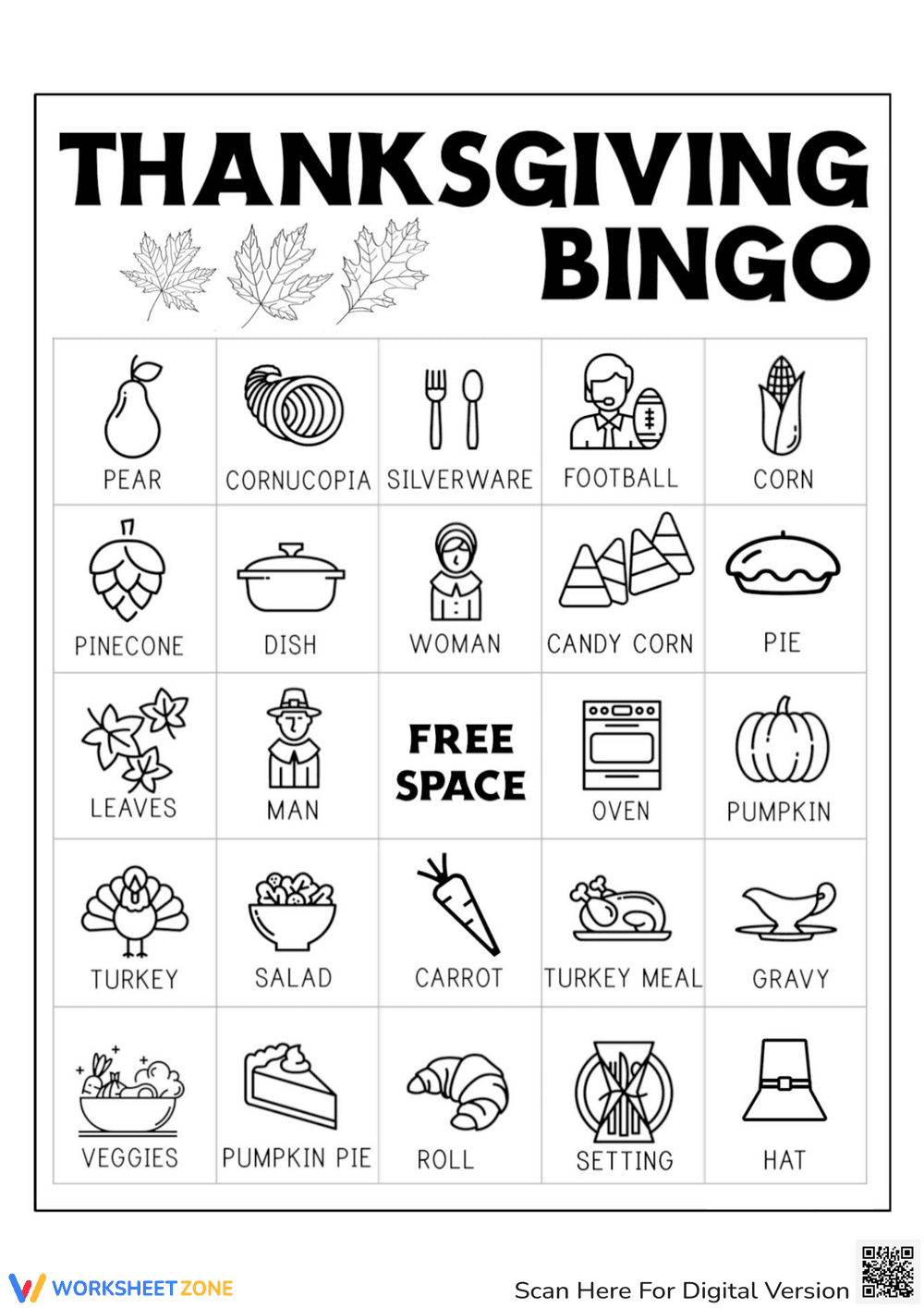 Play Holiday Fun with Thanksgiving Bingo Card - Page 3