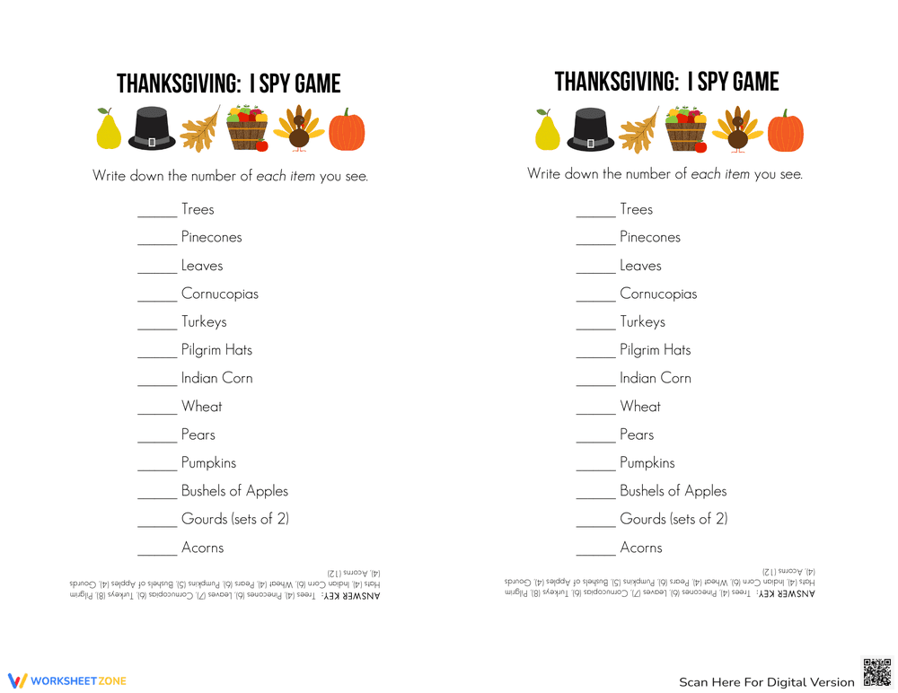 Challenge Visual Skills with Thanksgiving I Spy - Page 2