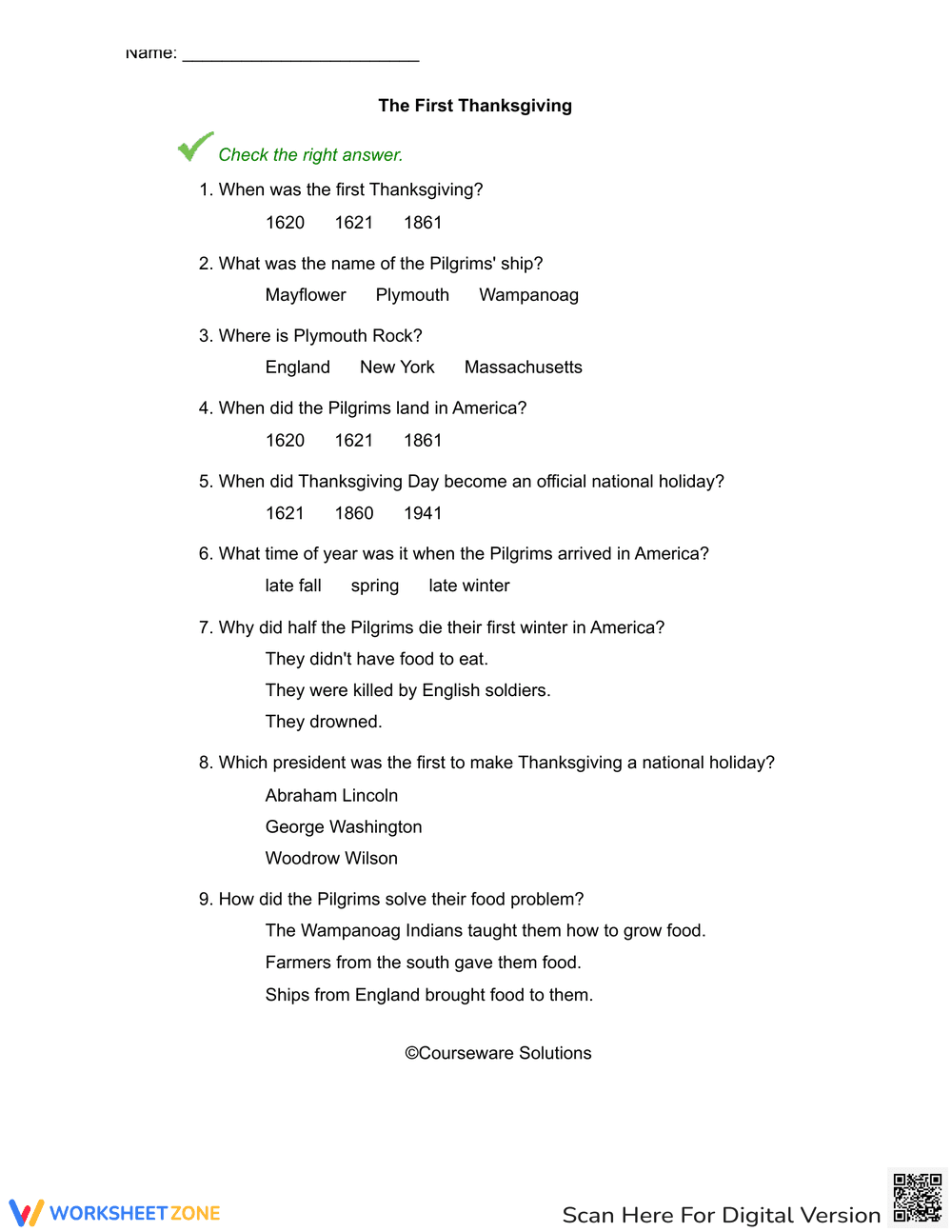 The First Thanksgiving: An Informative Reading Passage - Page 3