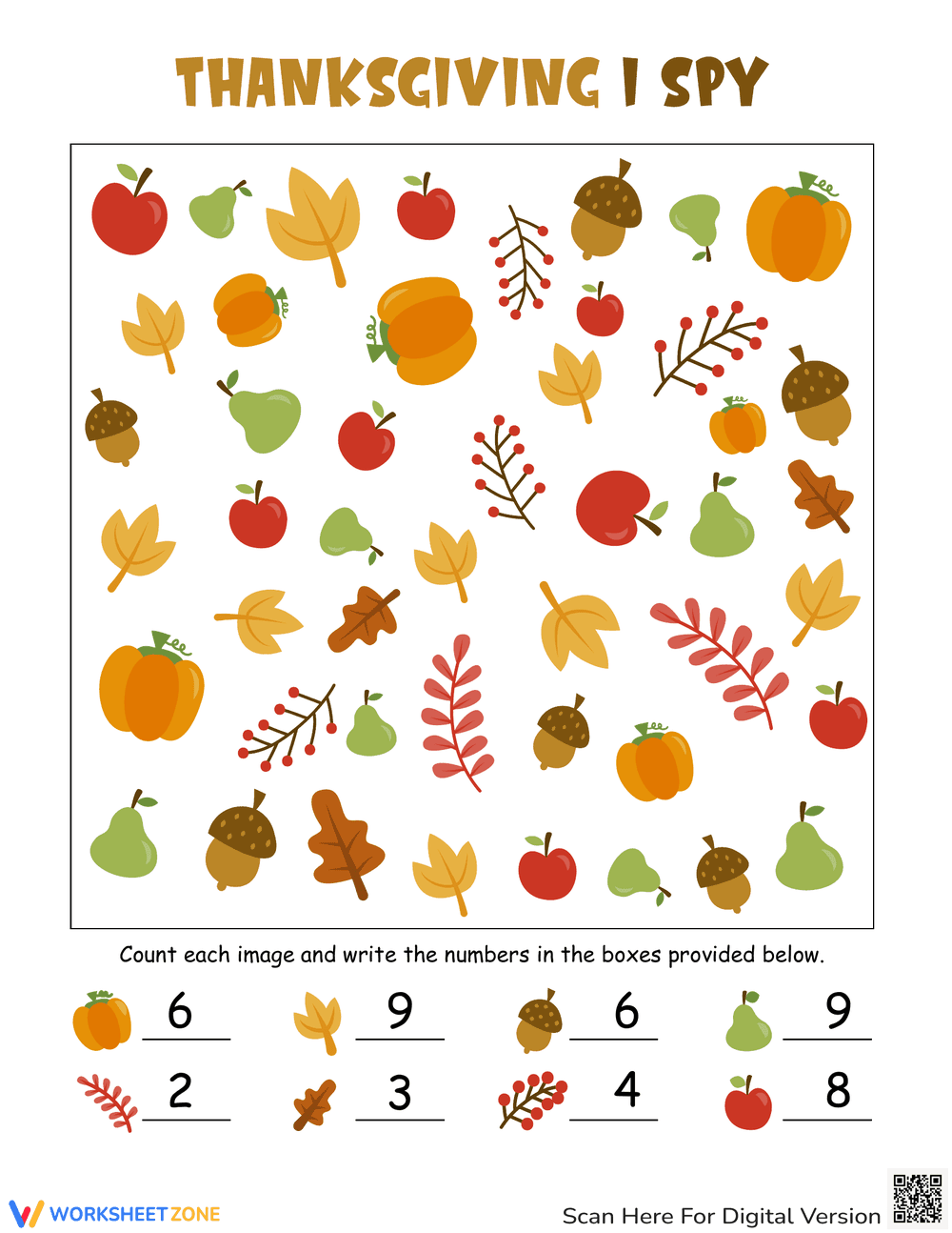 Engage with Thanksgiving I Spy Game Worksheet - Page 2
