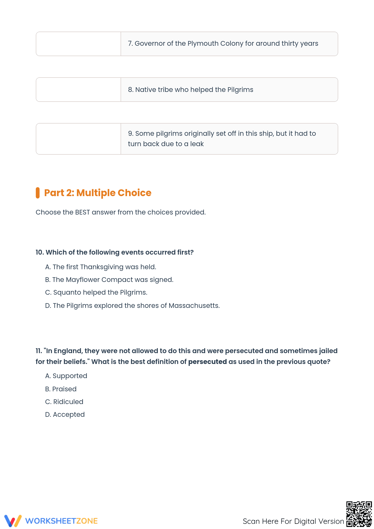 Plymouth Colony Reading Comprehension | Essential Grade 8-9 - Page 5