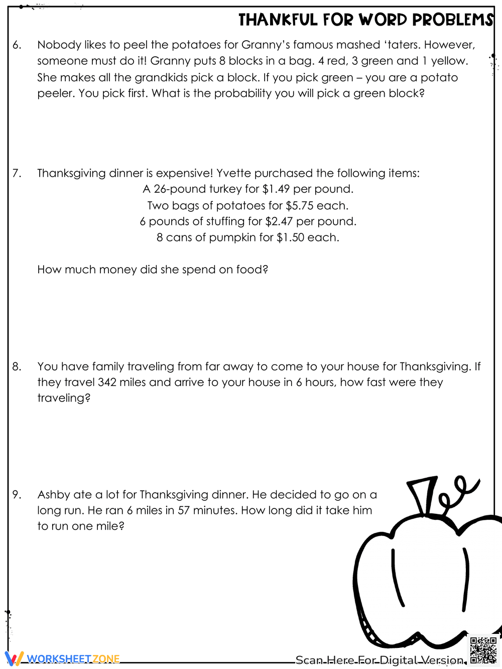 Thankful Thanksgiving: Engaging Math Word Problems - Page 2