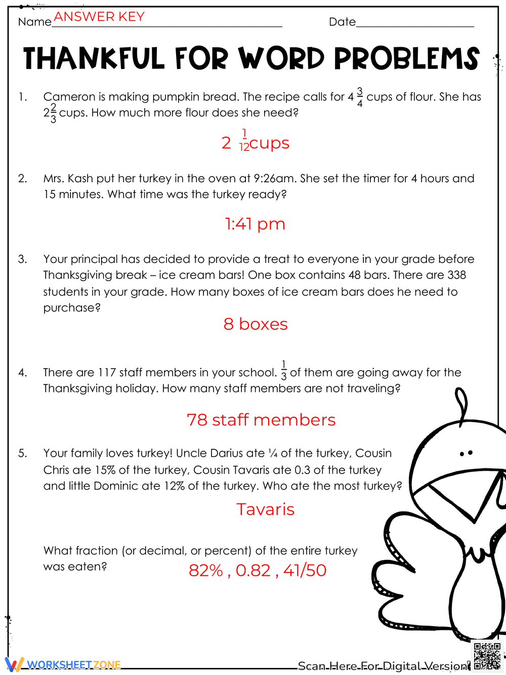 Thankful Thanksgiving: Engaging Math Word Problems - Page 3