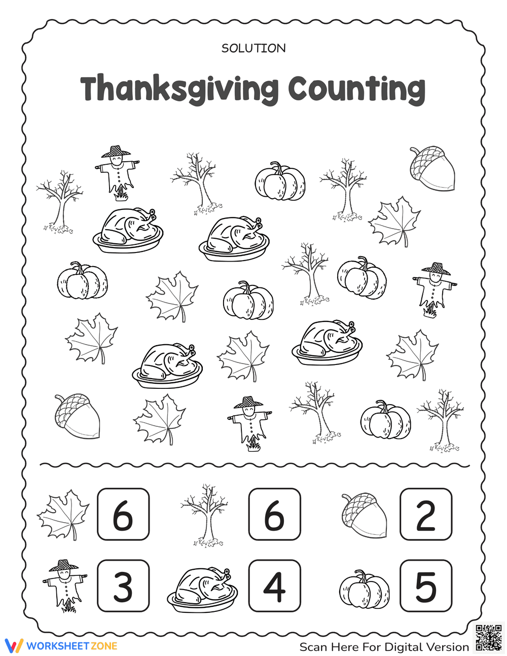 Thanksgiving Counting Worksheet - Page 2