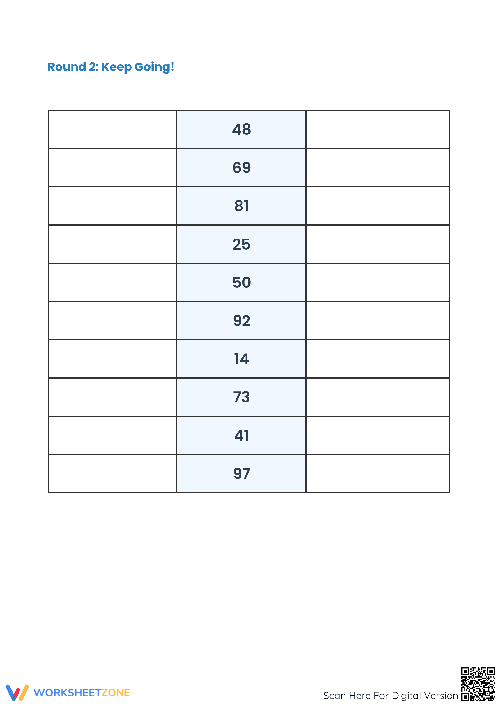 10 Less, 10 More Math Worksheet for Early Learners - Page 2