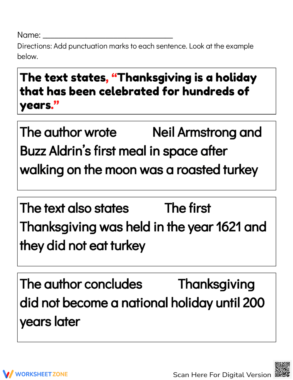 Thanksgiving Quotation Marks Sorting - Page 2
