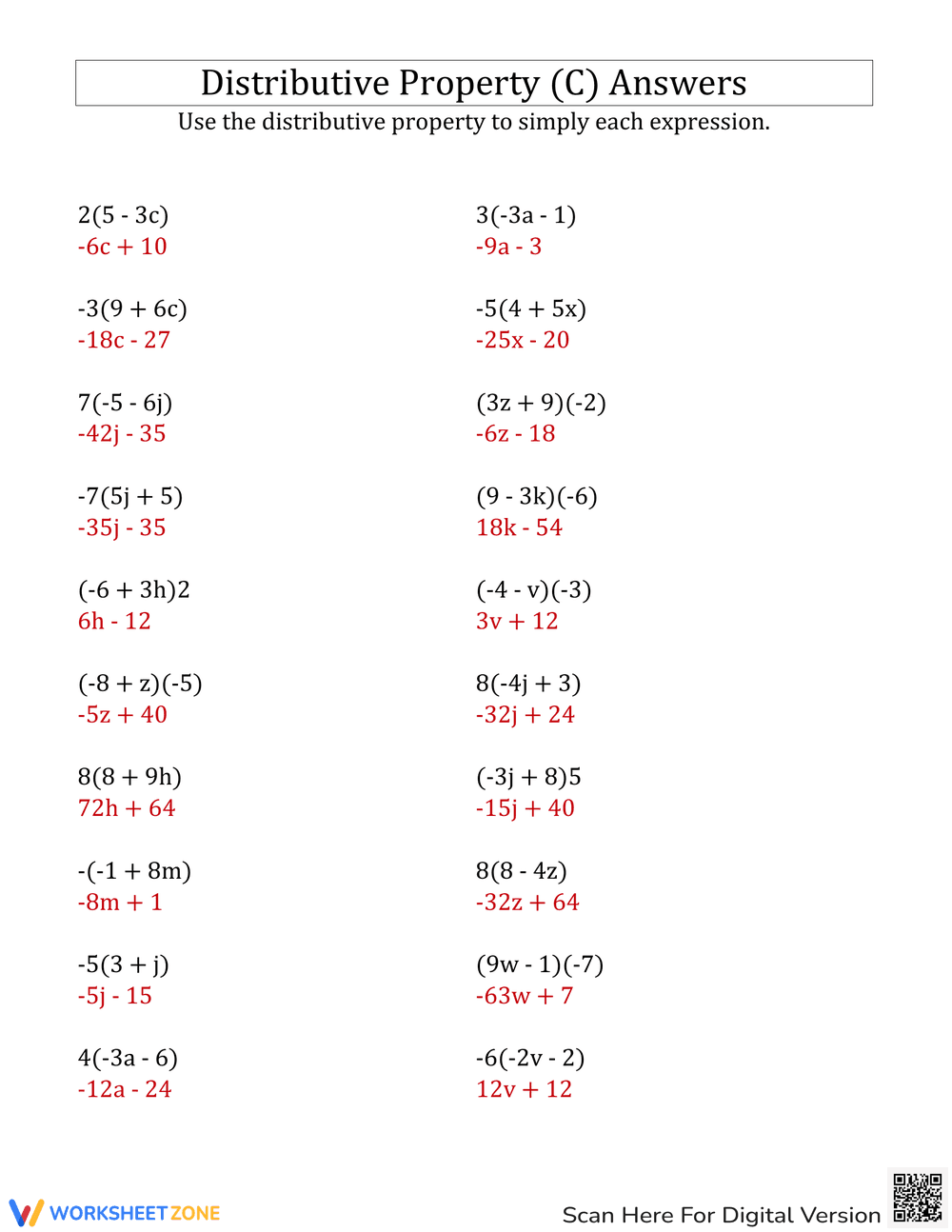 Practice with Distributive Property - Page 2