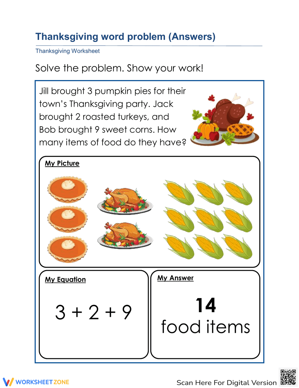 Thanksgiving Themed Math Word Problems Practice - Page 2