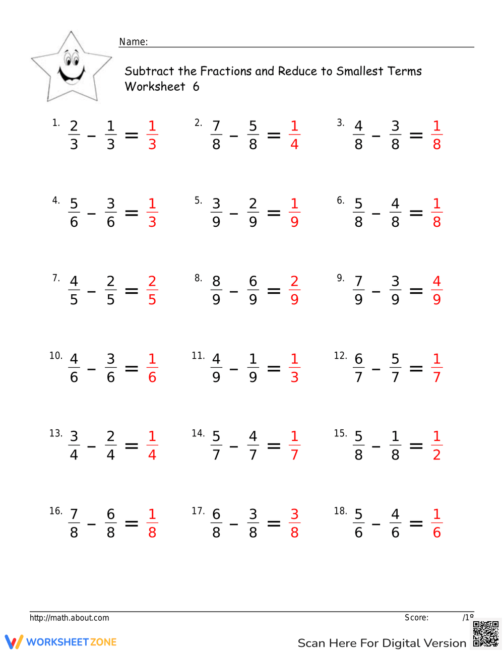 Practice Subtracting Fractions with this Worksheet! - Page 2
