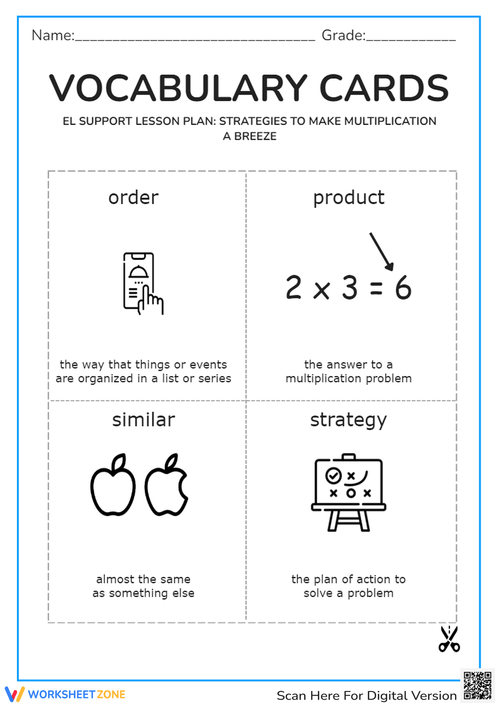 Vocabulary Cards: Strategies to Make Multiplication a Breeze - Page 2