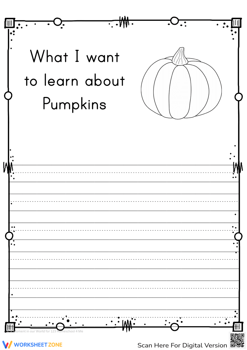 Pumpkin Writing Worksheet — Grade 3 Printable Ready - Page 2