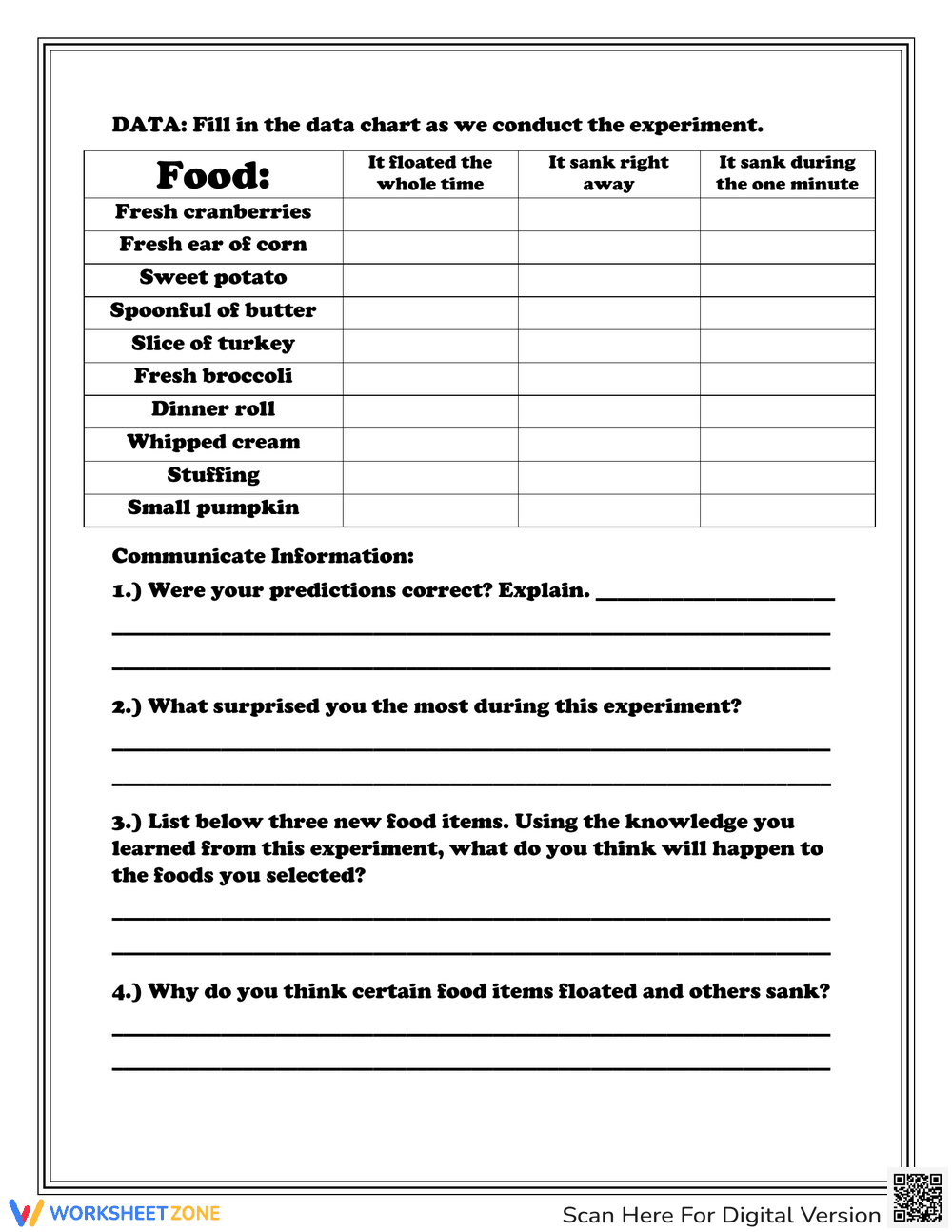 Thanksgiving Sink or Float Science | Essential Grade 5 - Page 2