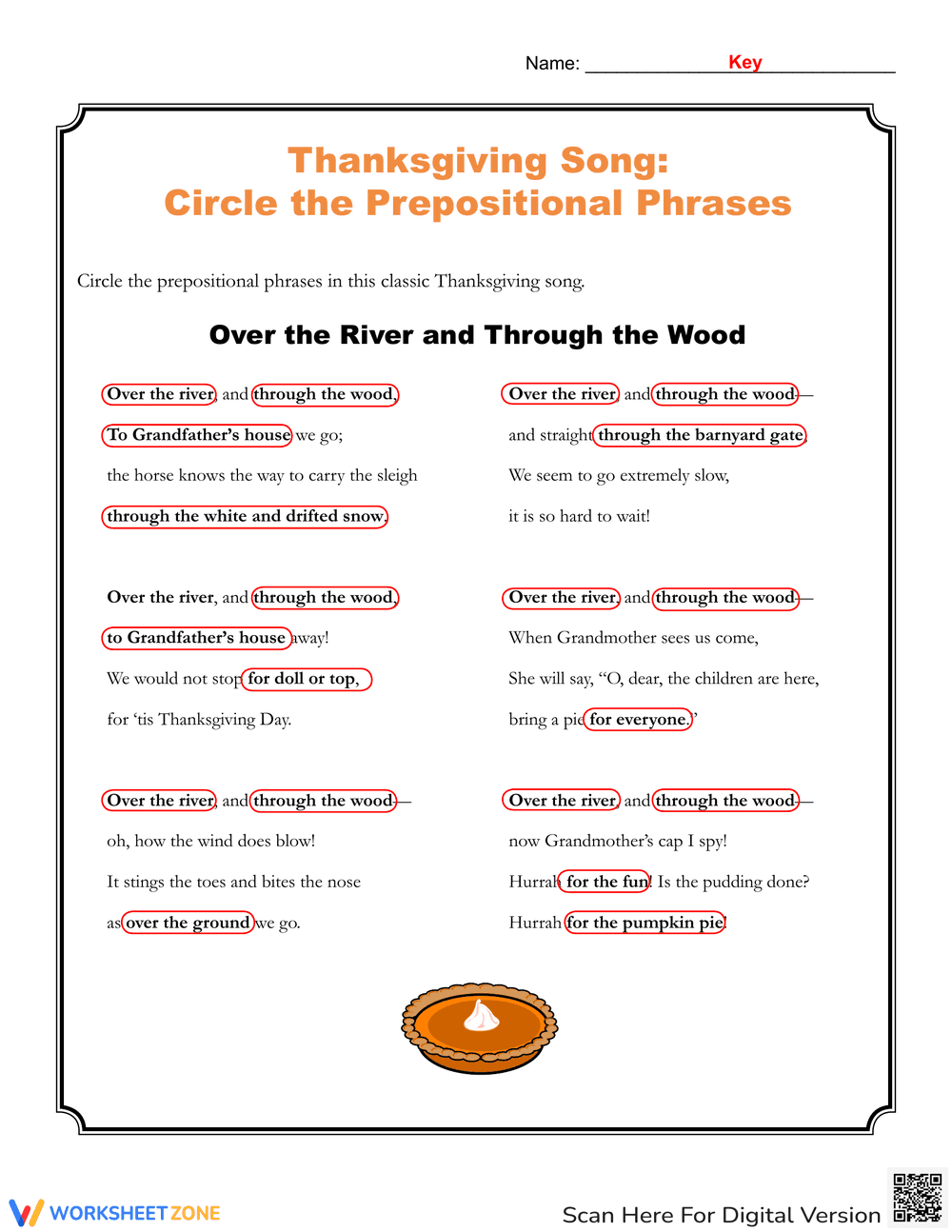 Thanksgiving Song Circle the Prepositional Phrases - Page 2