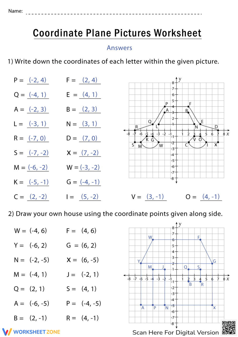 Coordinate Plane Pictures Worksheet - Page 2