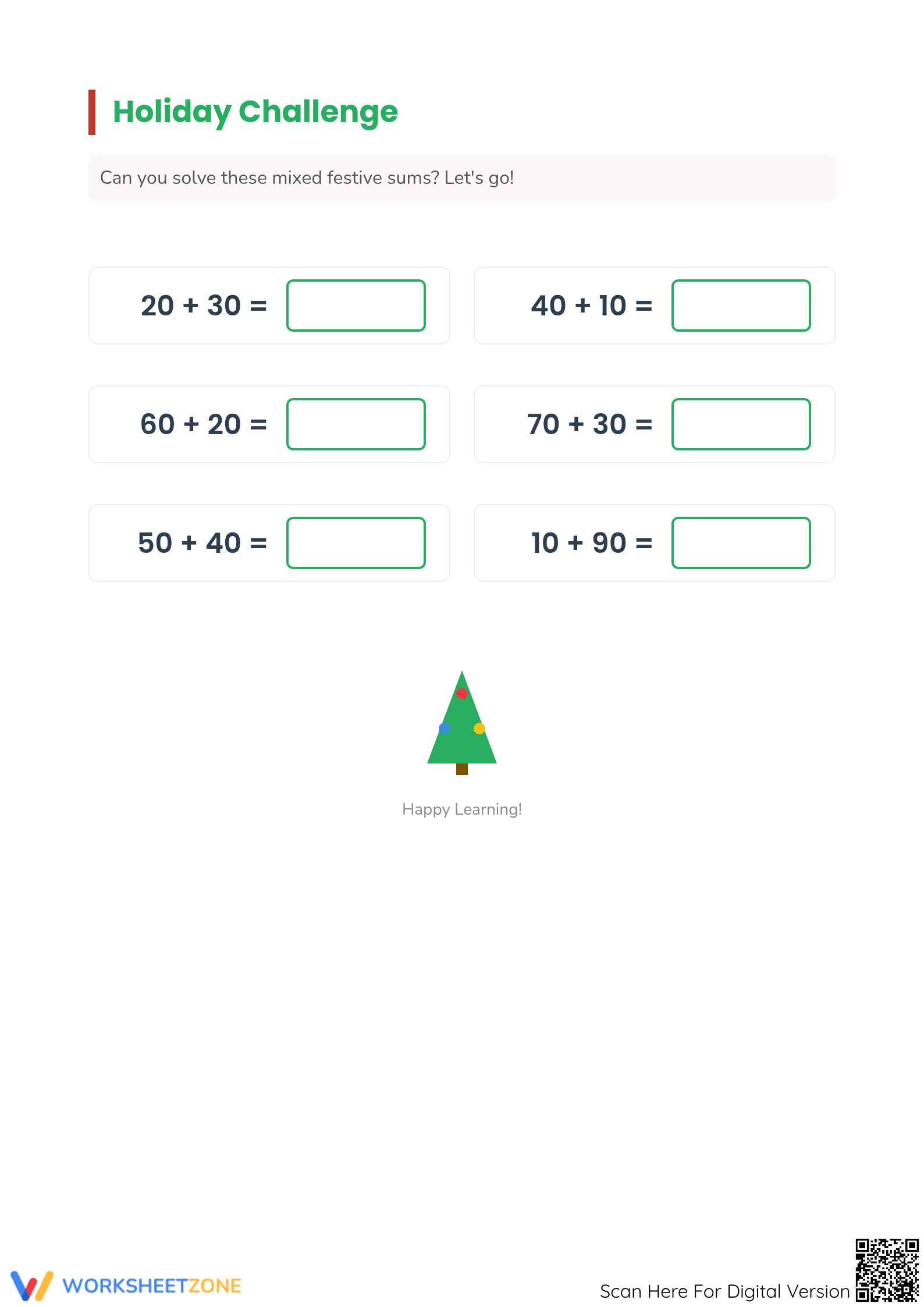 Essential Christmas Math: Adding 2-Digit Doubles Worksheet - Page 3