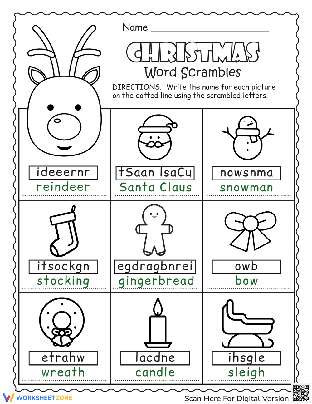 Christmas Word Scramble For Kids - Page 2