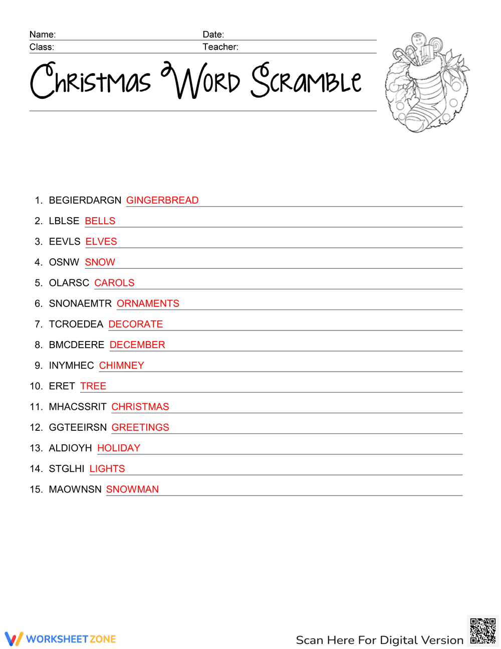 Christmas Word Scramble Festive - Page 2