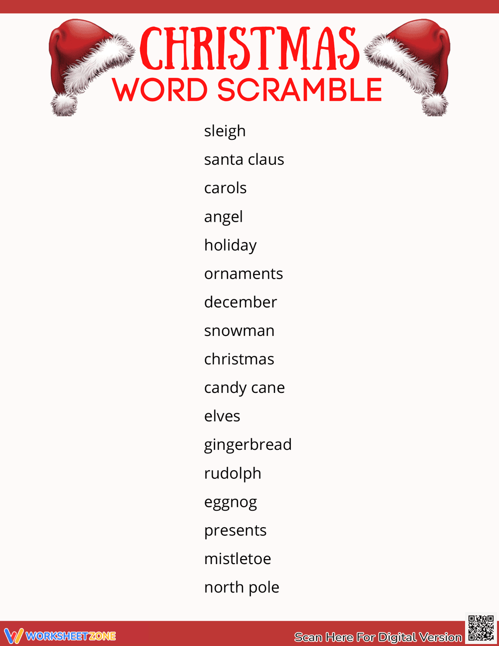 Festive Christmas Word Scramble Spelling Activity - Page 2