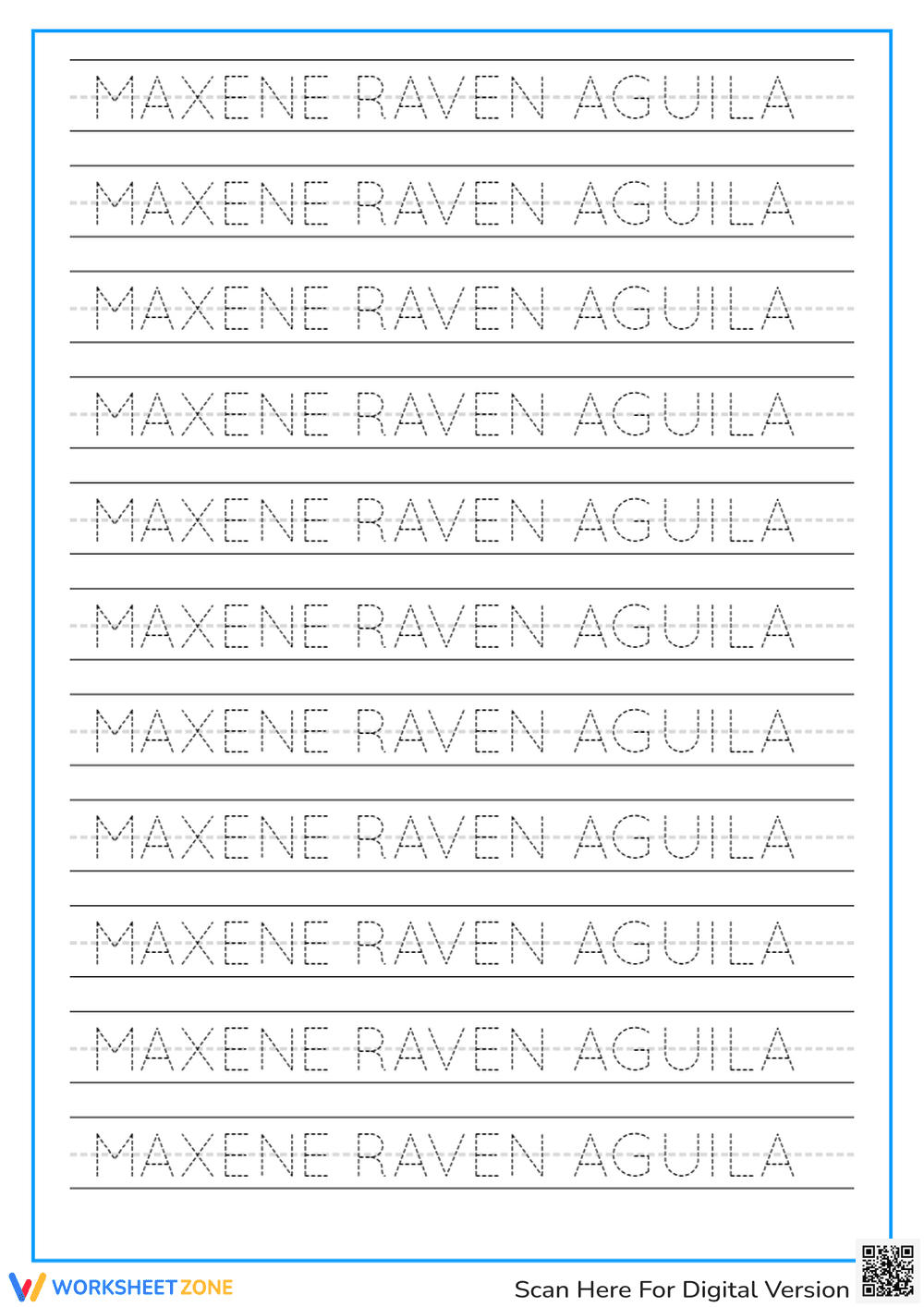 Kindergarten Name Tracing — Printable No-Prep Worksheet - Page 2