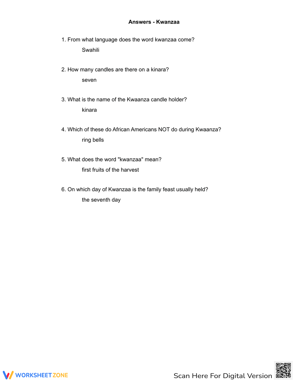 Christmas Reading Comprehension: Learn About Kwanzaa - Page 4