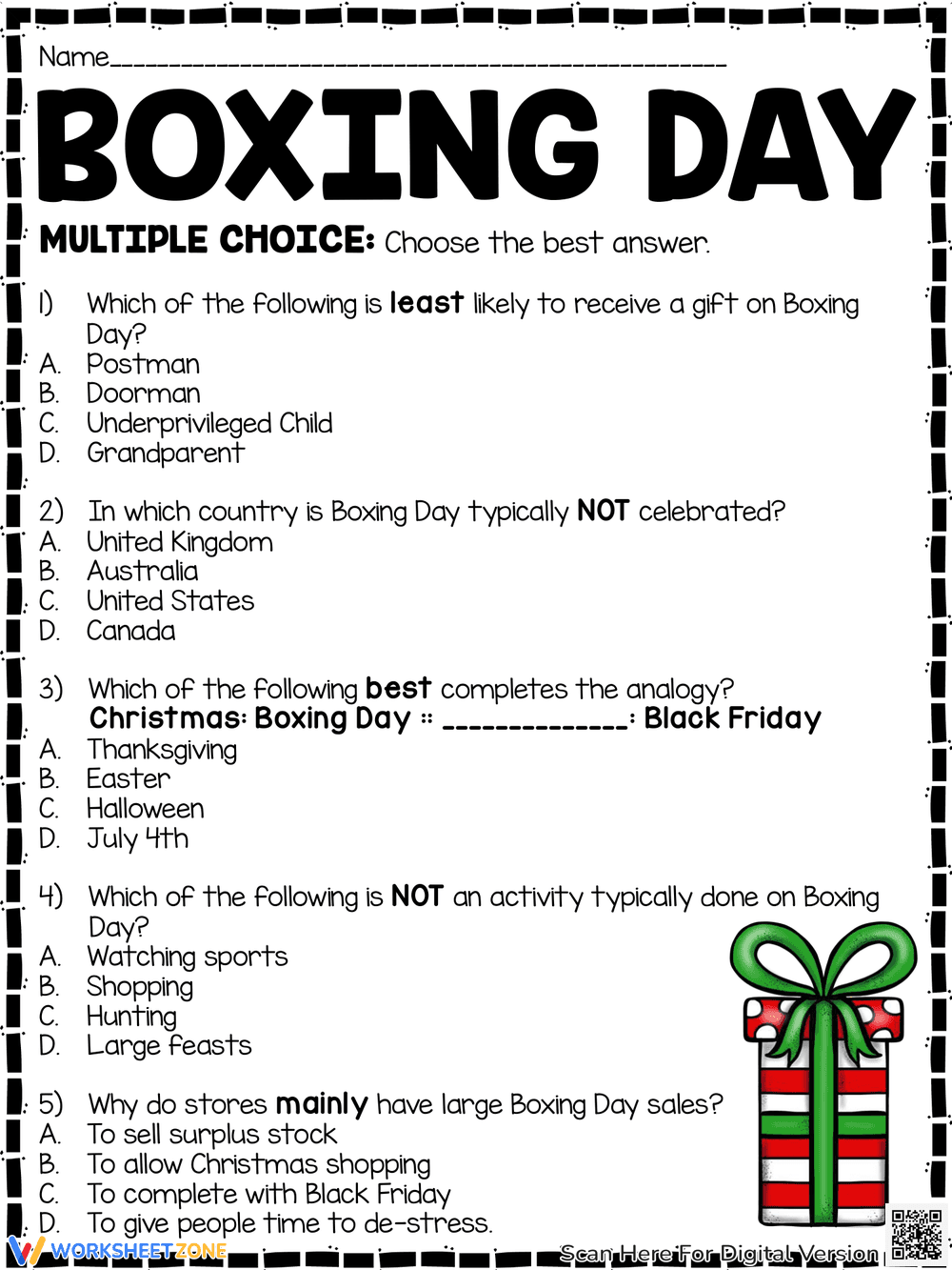 Boxing Day Reading Comprehension | Essential Grade 5 ELA - Page 2
