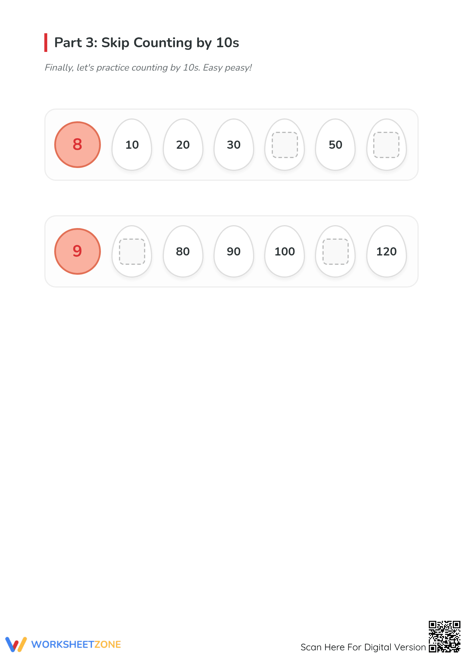 Skip Counting by 4s, 5s, 10s | Grade 1 Printable Worksheet - Page 3
