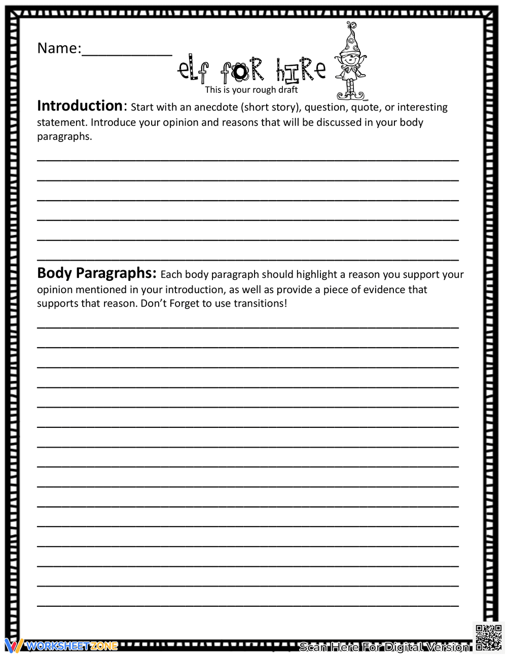 Elf for Hire Writing Worksheet | Grade 3-6 Essential - Page 2