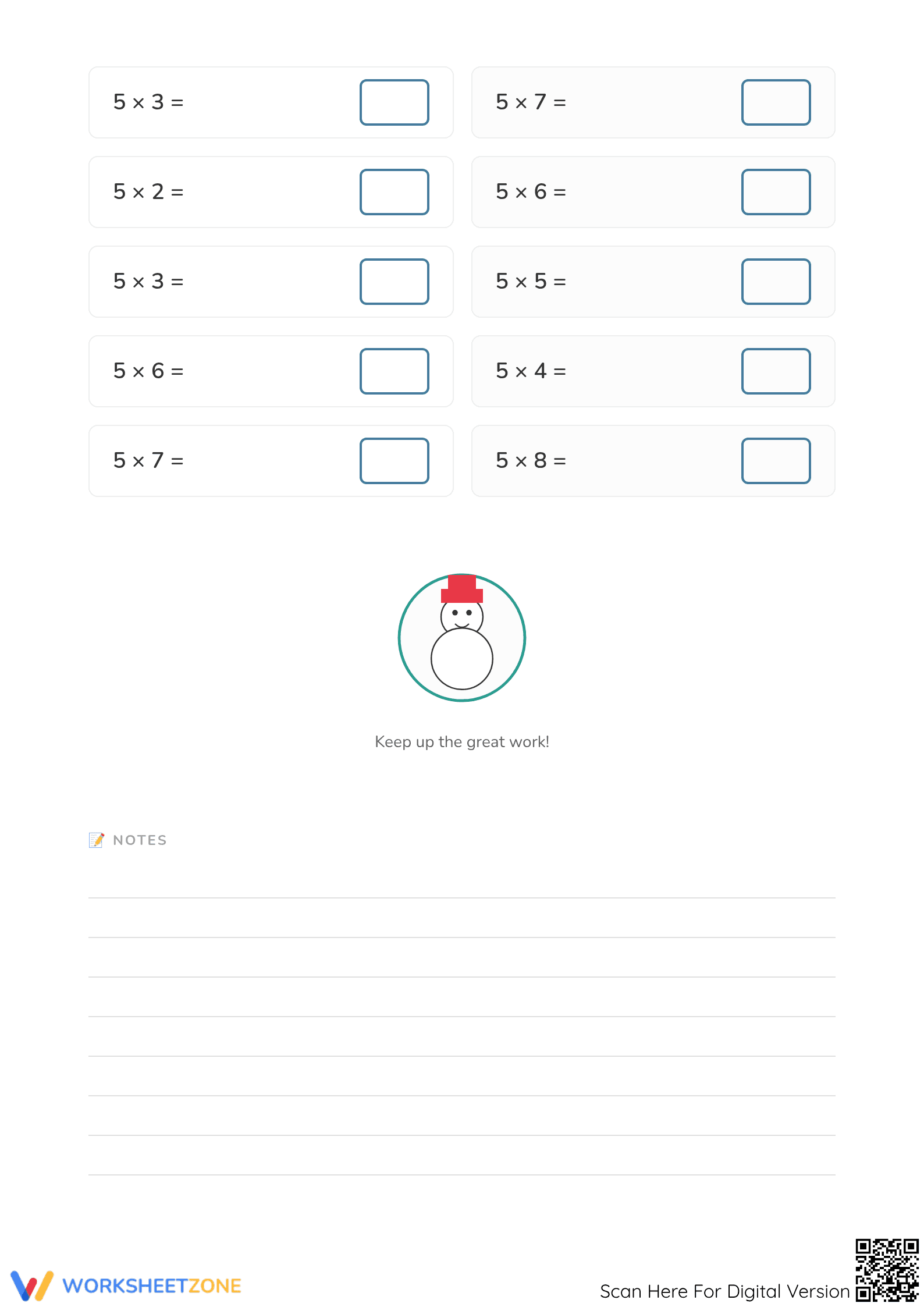 5 Times Tables Worksheet | Grade 3 Printable Math - Page 2