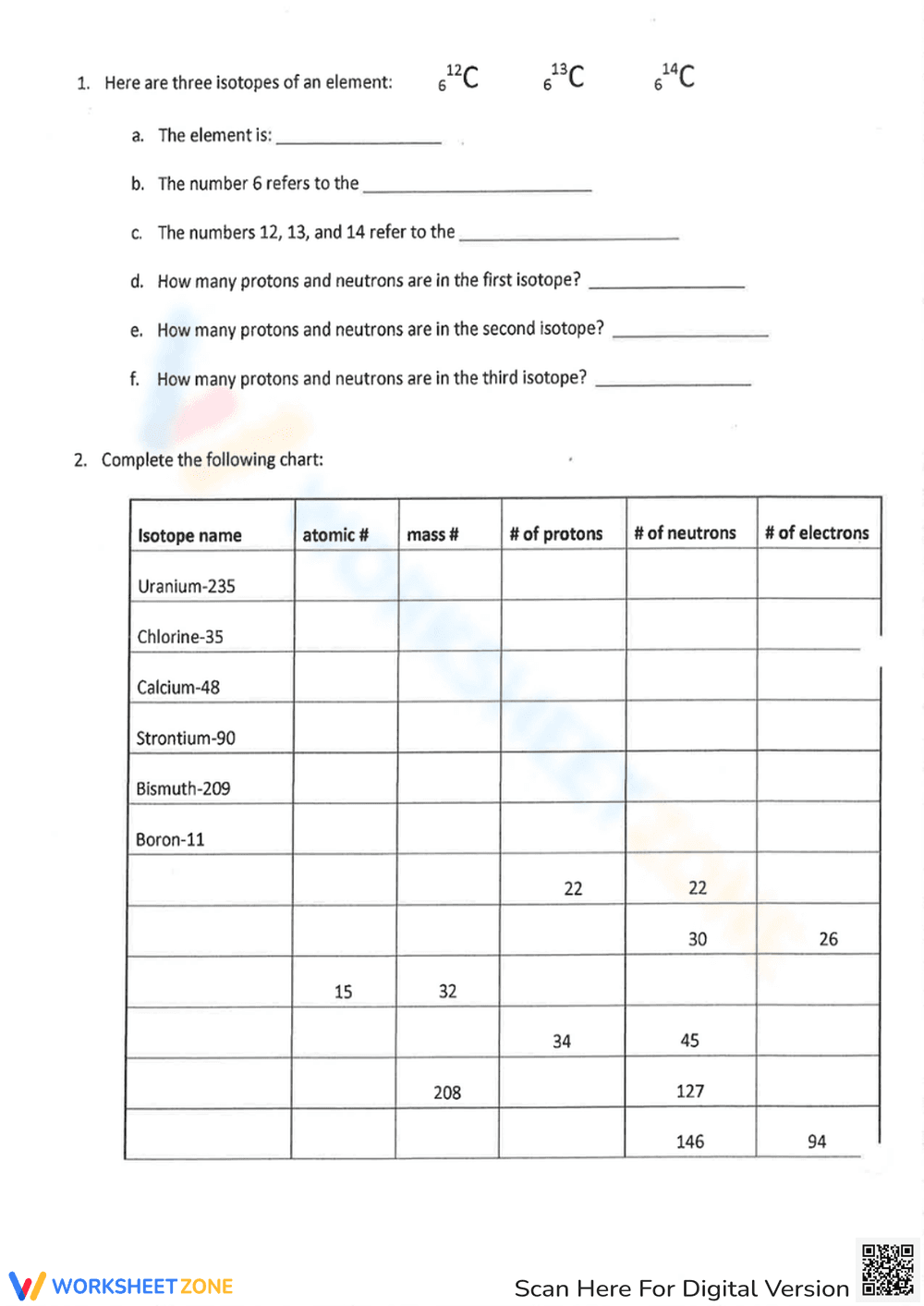 Understanding Atomic Number and Mass Number Worksheet - Page 2