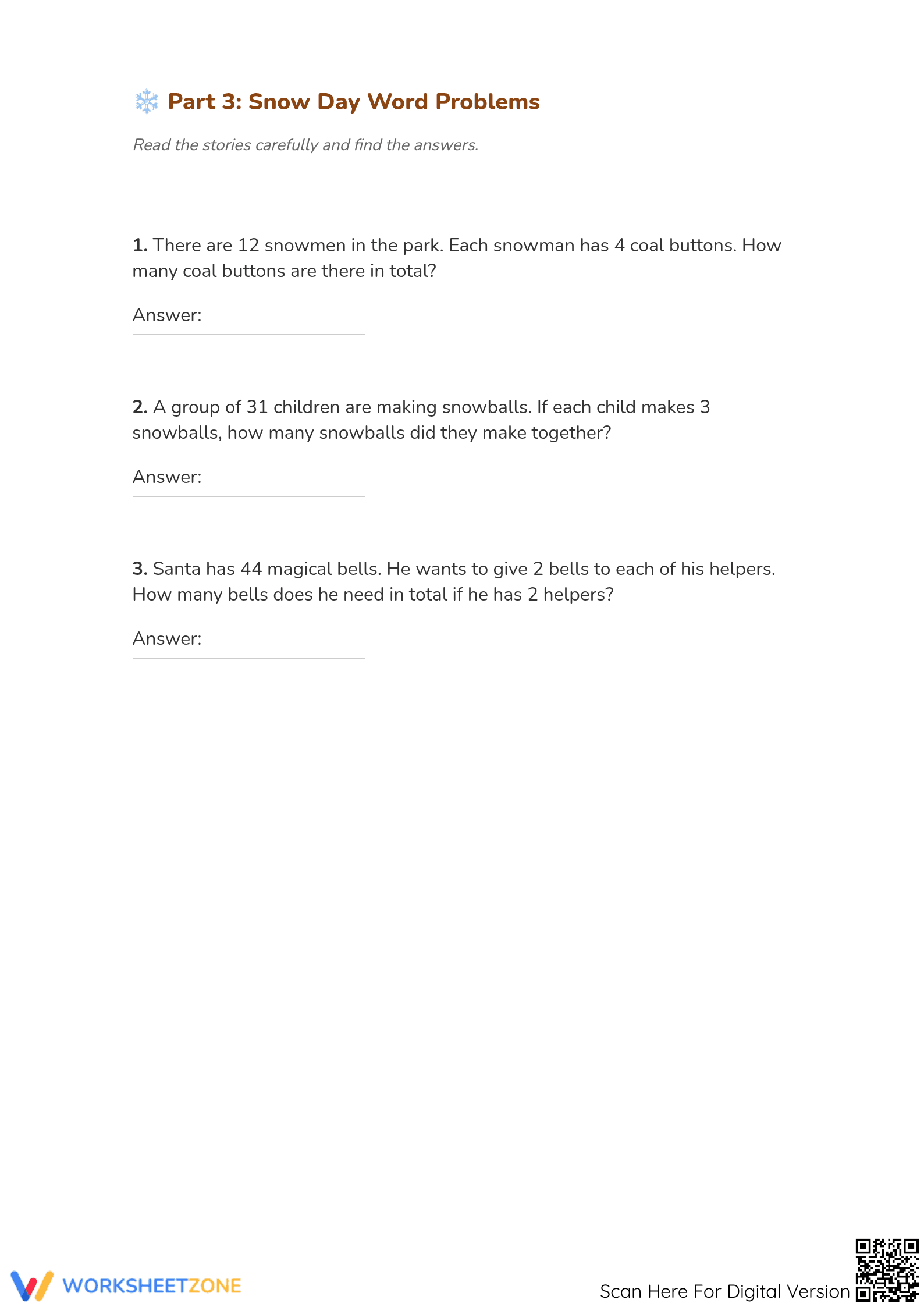 Christmas Multiplication Worksheet | Grade 4 Printable - Page 3