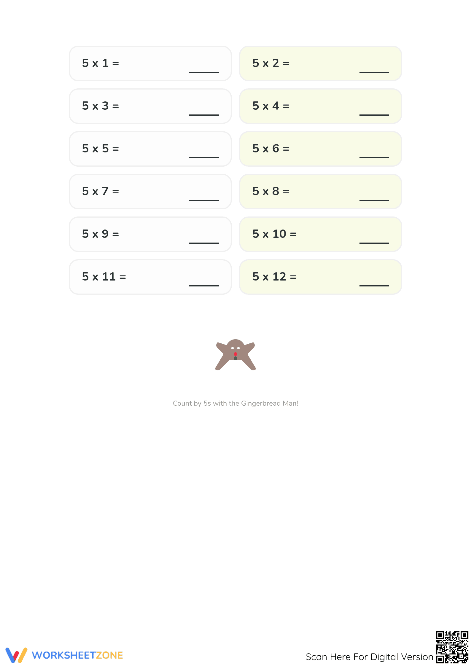 Christmas 5x Multiplication Worksheet | Grade 3 Essential - Page 2