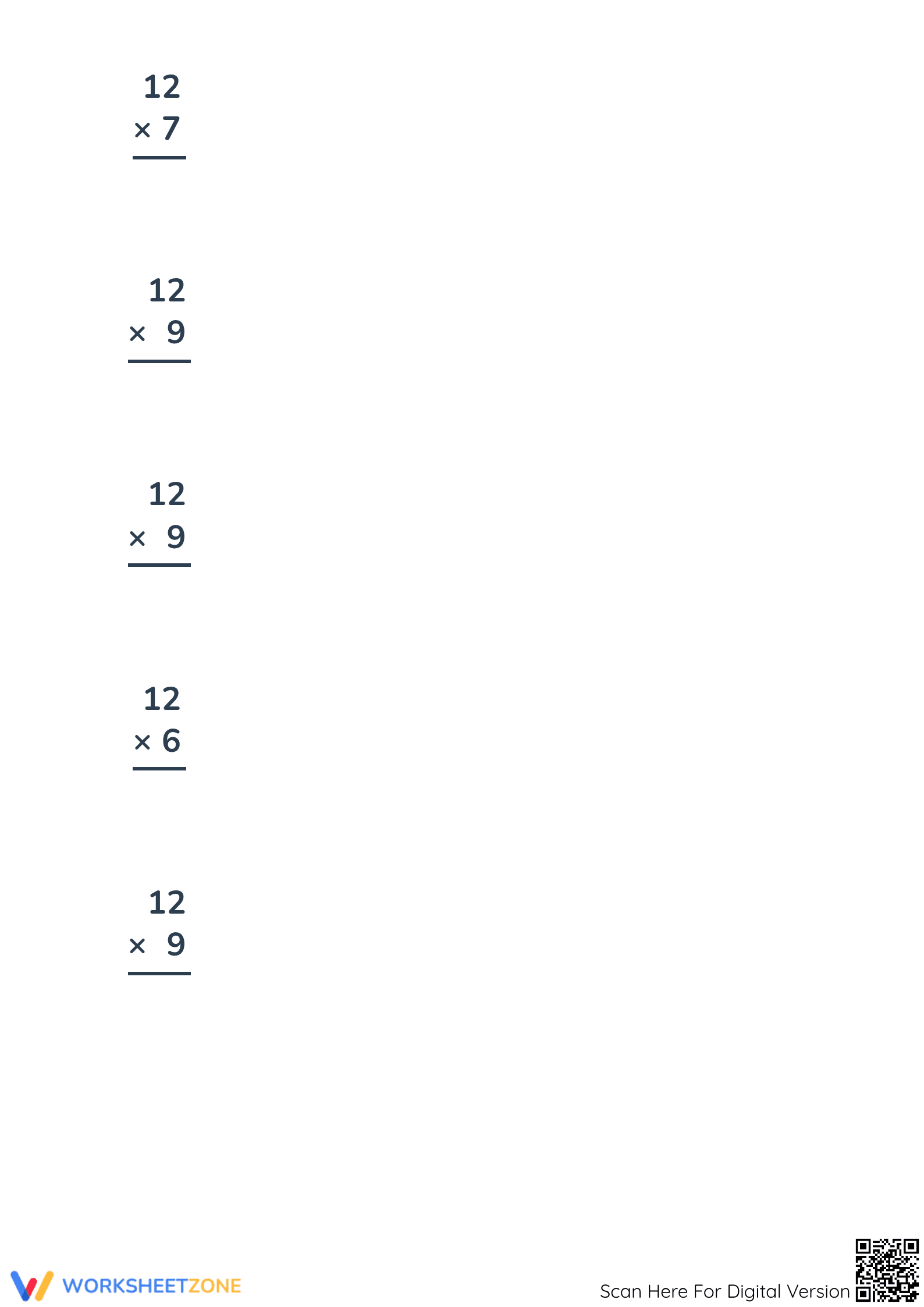 Multiply By 12 Printable Worksheet | Grade 3-4 Math - Page 2