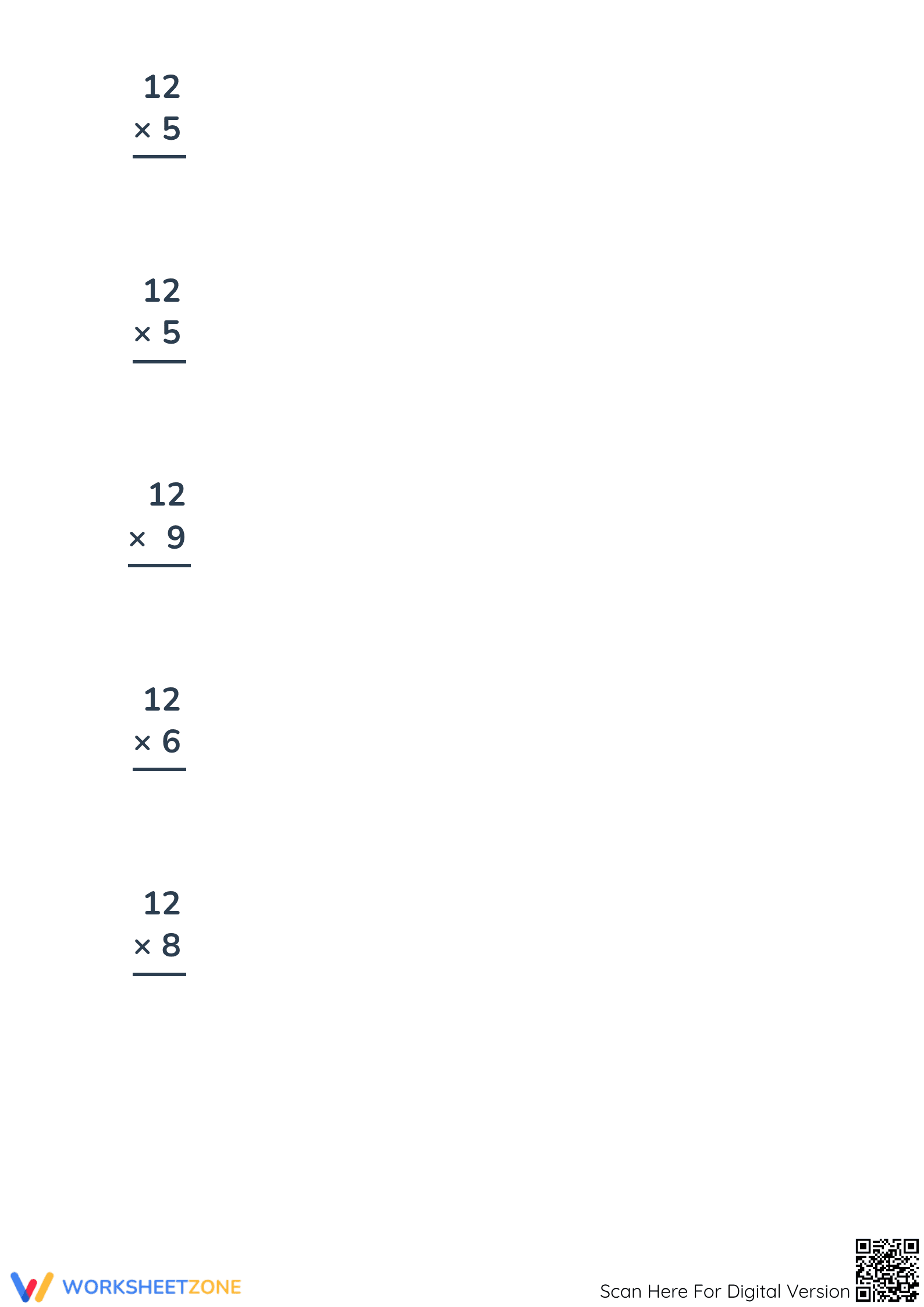 Multiply By 12 Printable Worksheet | Grade 3-4 Math - Page 5