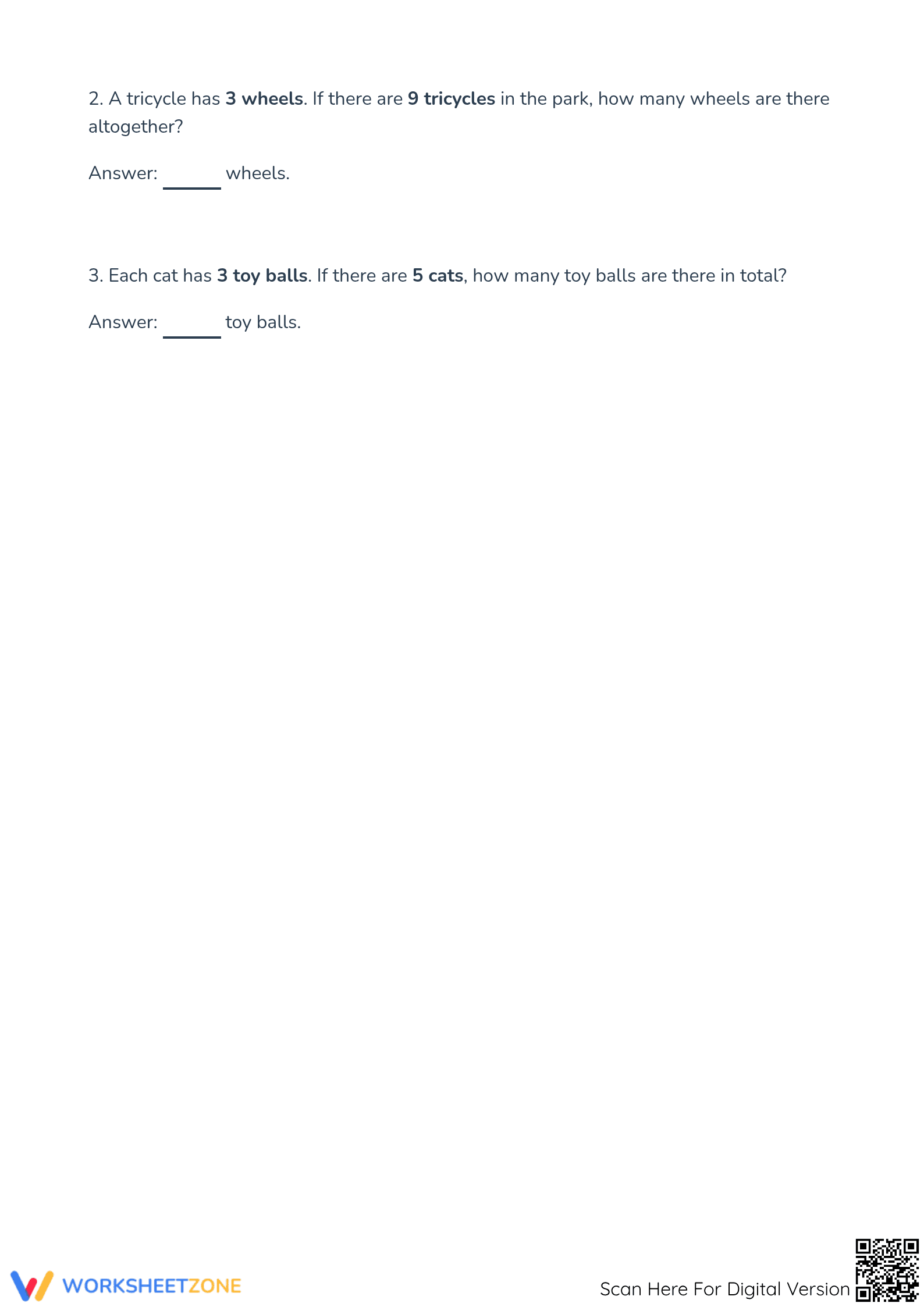 Complete Three Times Table Worksheet - Grade 3 Printable - Page 3