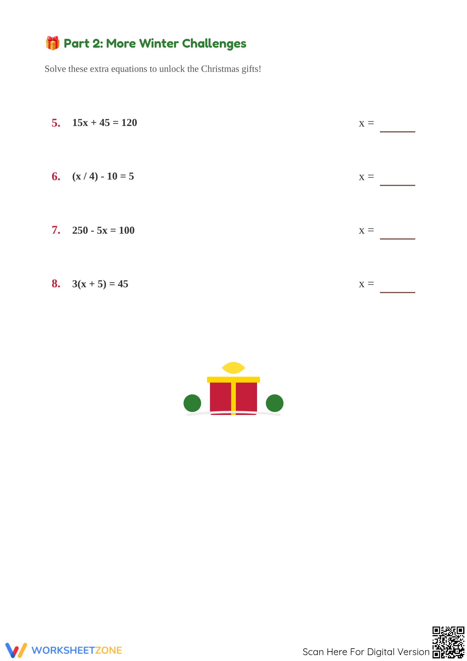 Printable Solving Equations Worksheet | Grade 5 Math - Page 2
