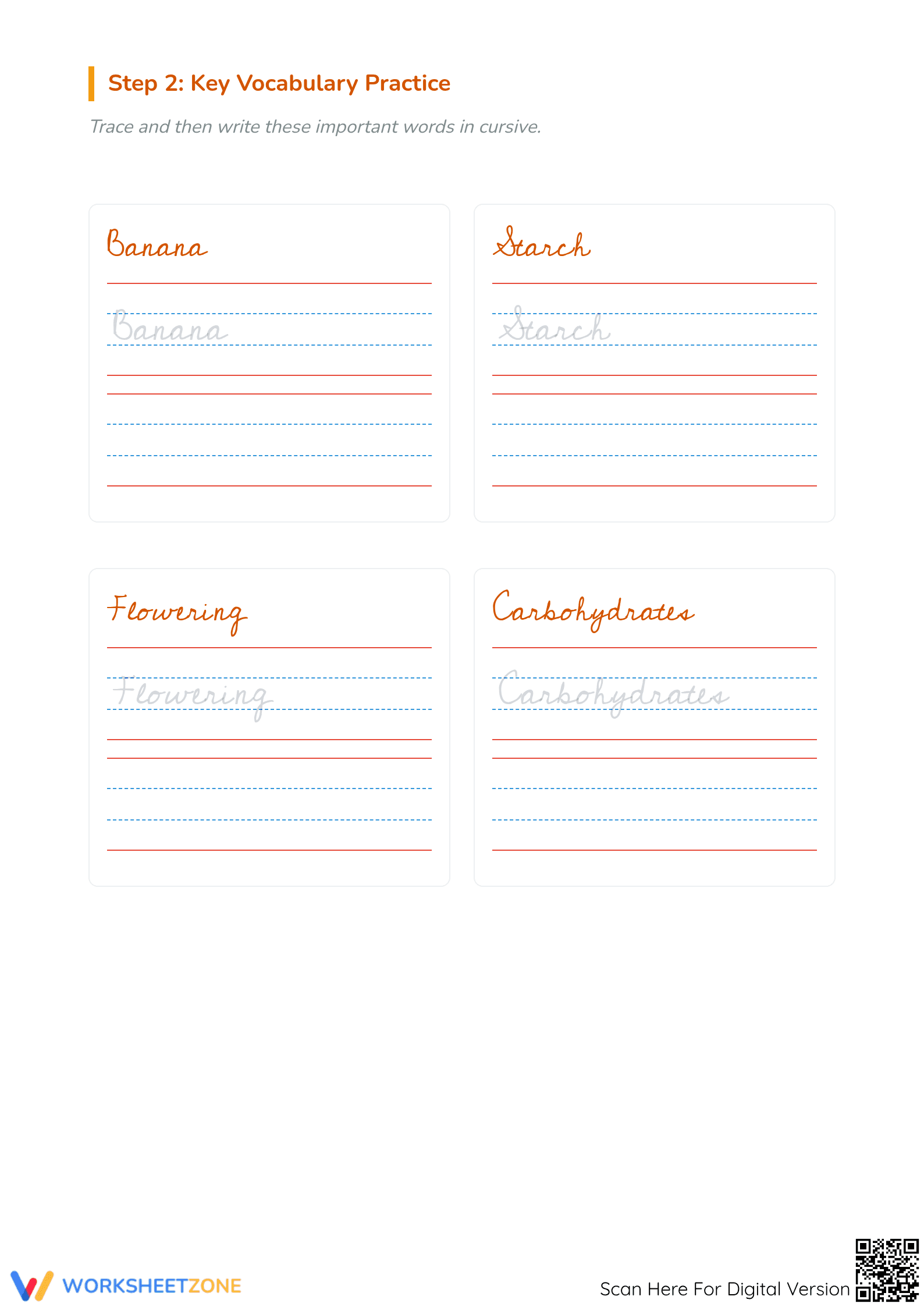 Banana Cursive Writing Worksheet - Page 2