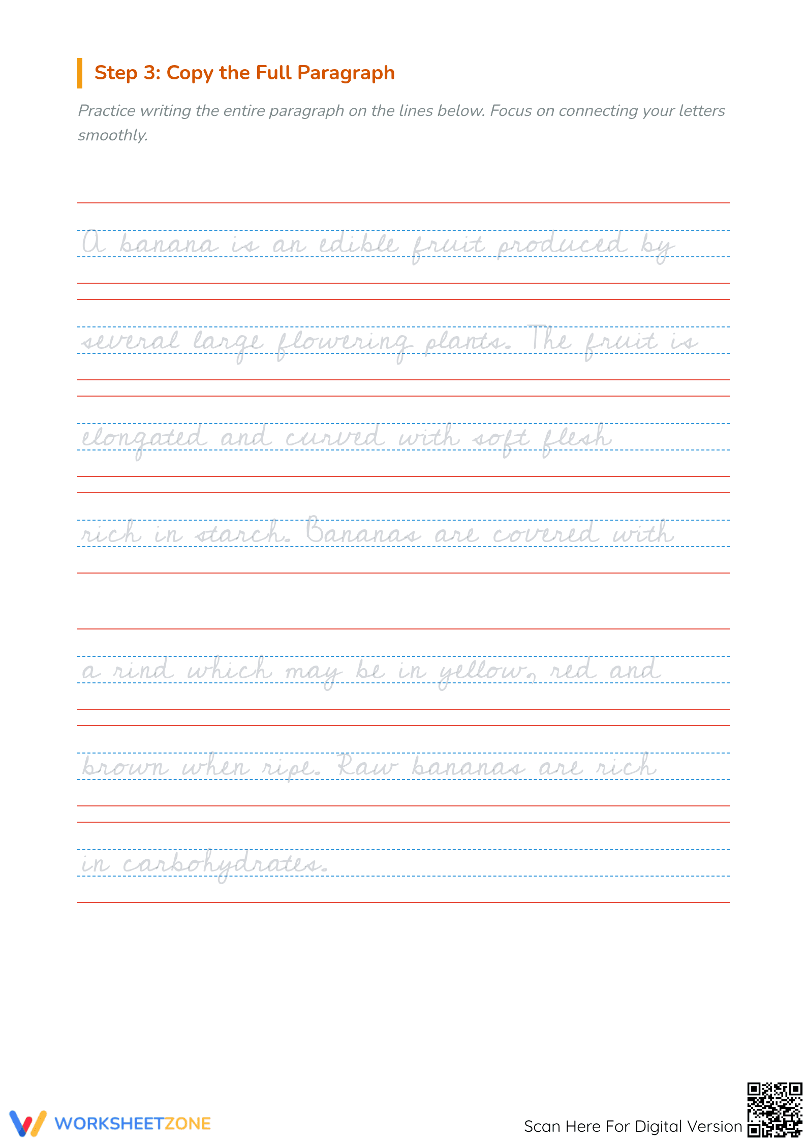 Banana Cursive Writing Worksheet - Page 3