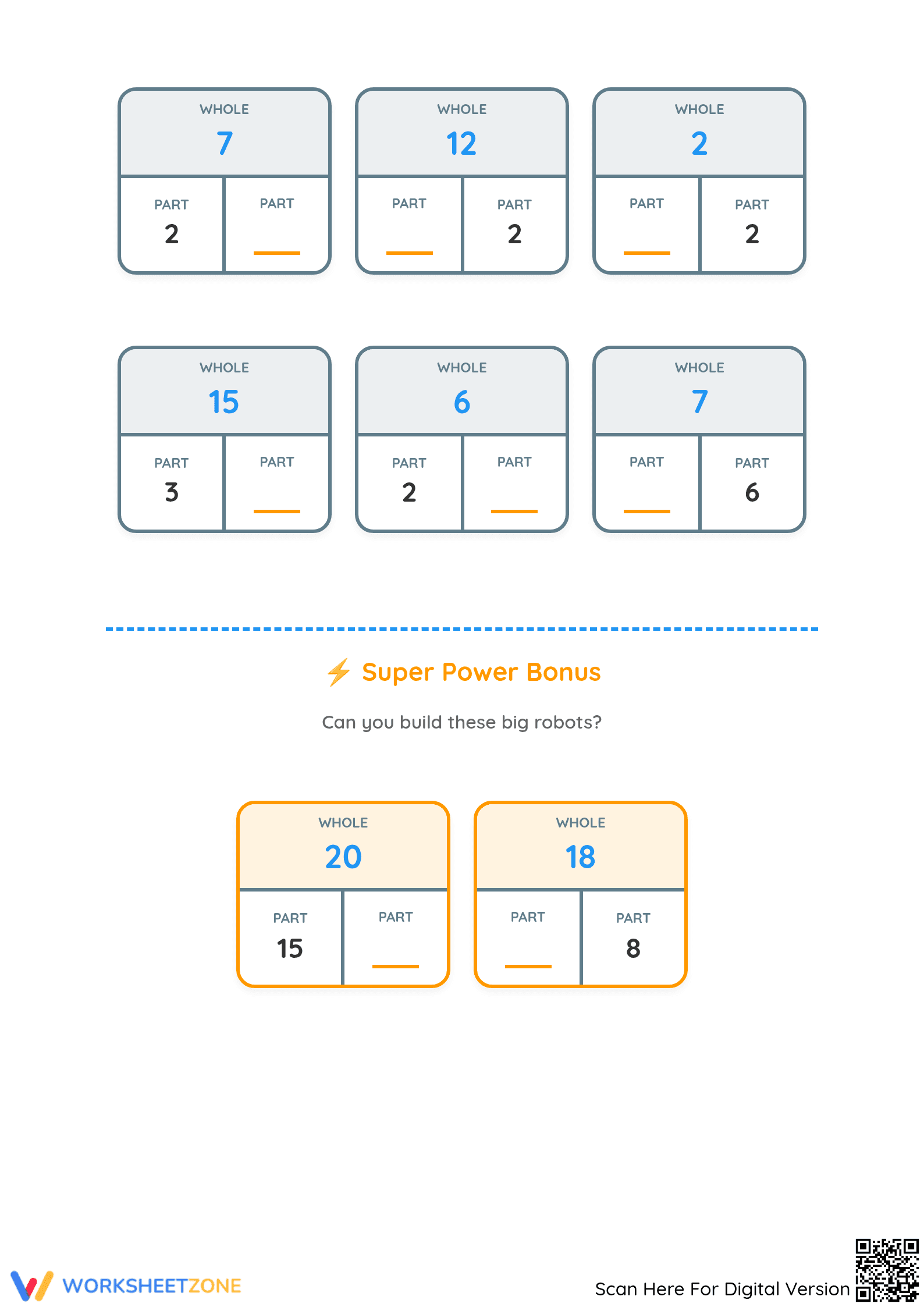 Printable Missing Parts Math Worksheet | Grades 1-2 Aligned - Page 2