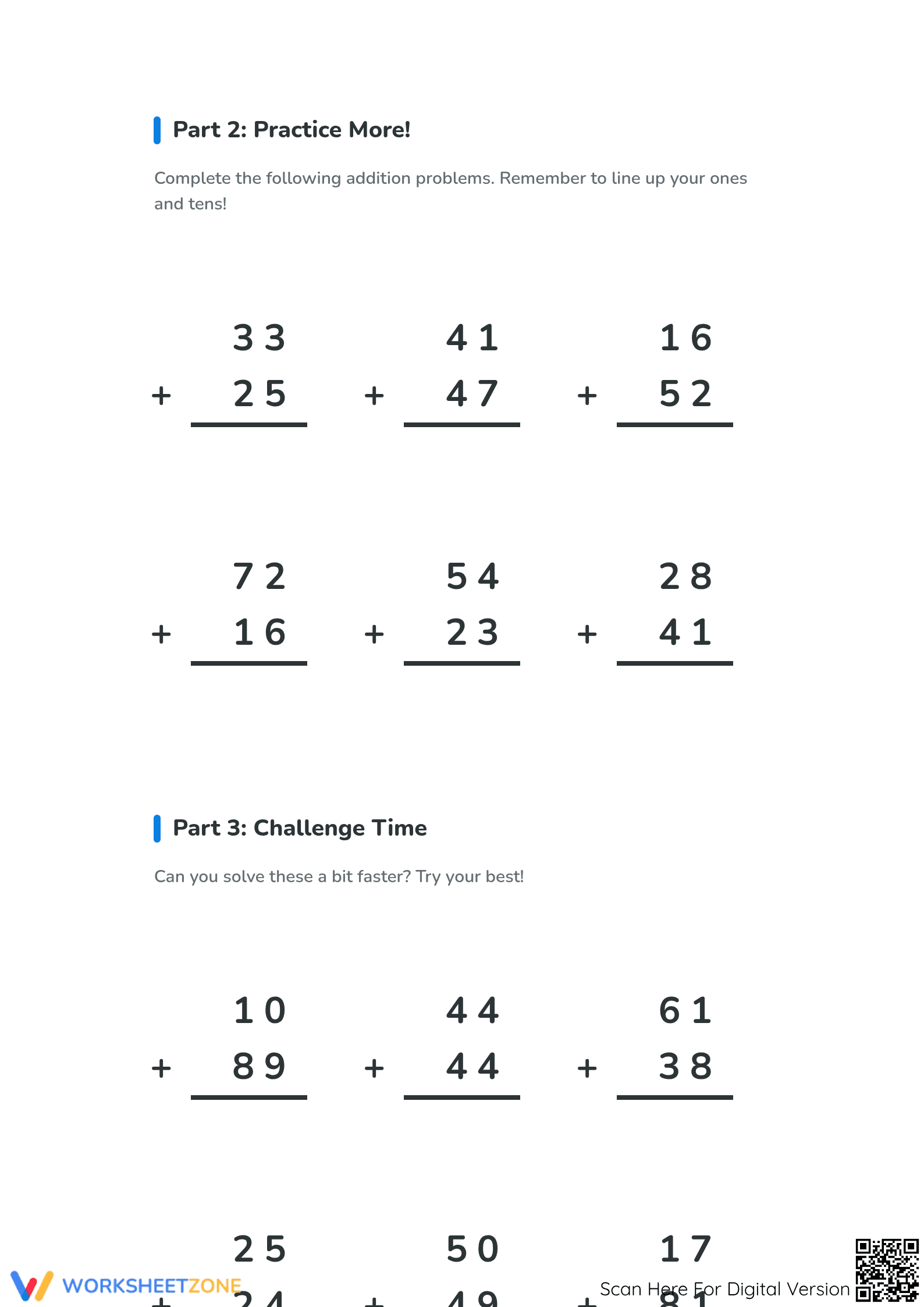 Grade 2 Double-Digit Addition — Printable No-Prep Worksheet - Page 2