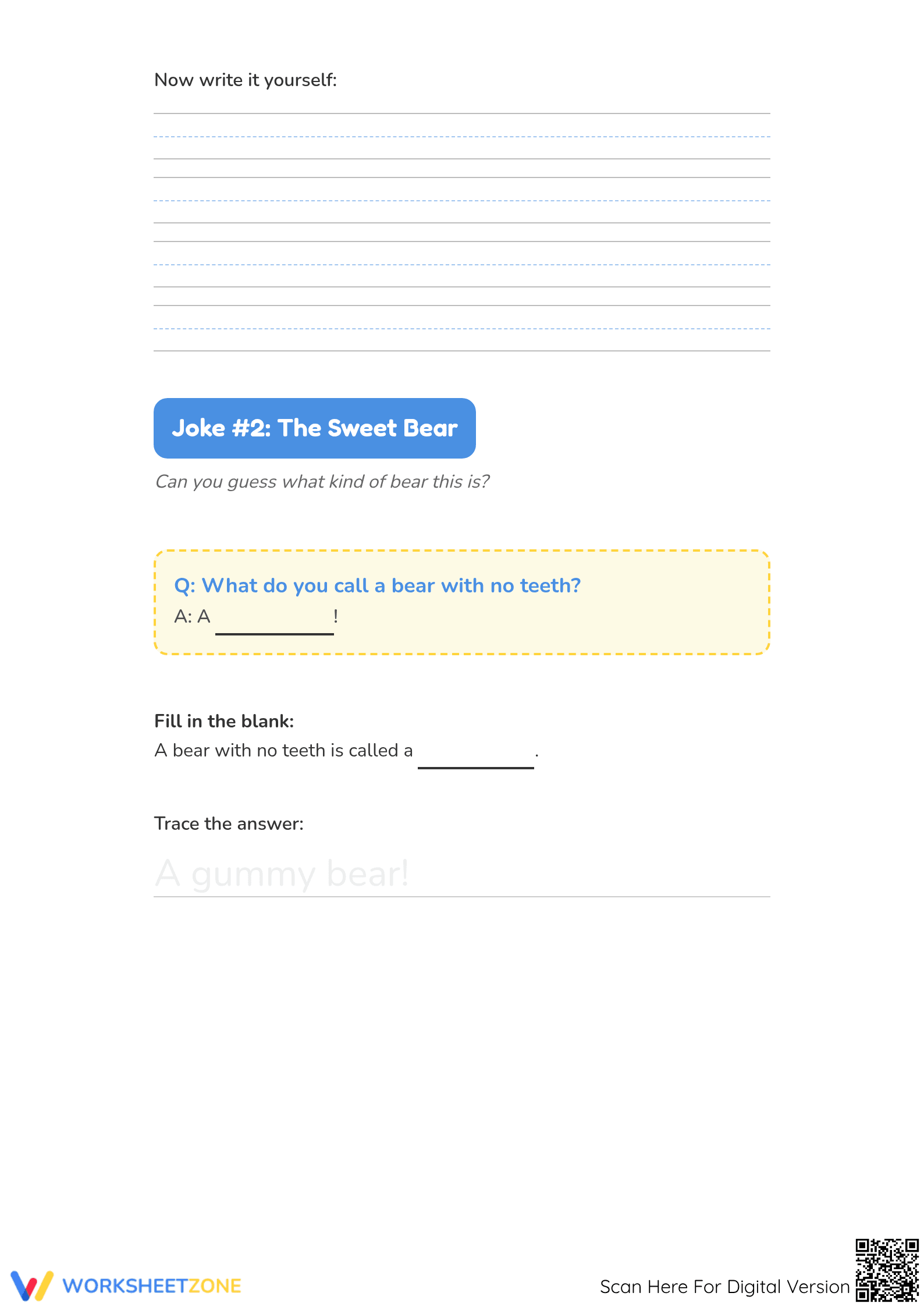 Printable Handwriting Joke Worksheet | Grades 1-2 - Page 2
