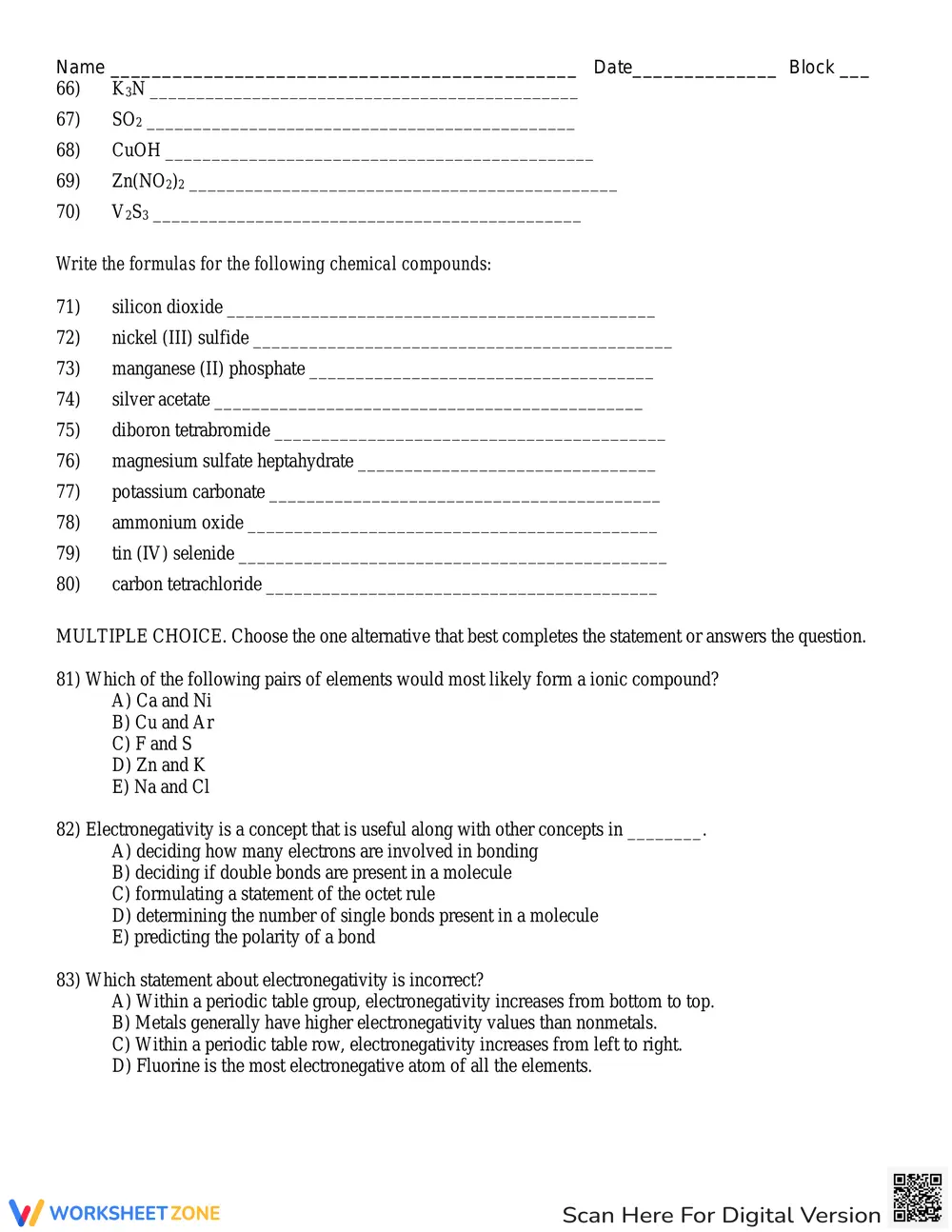 Naming Chemical Compounds Practice - Page 3