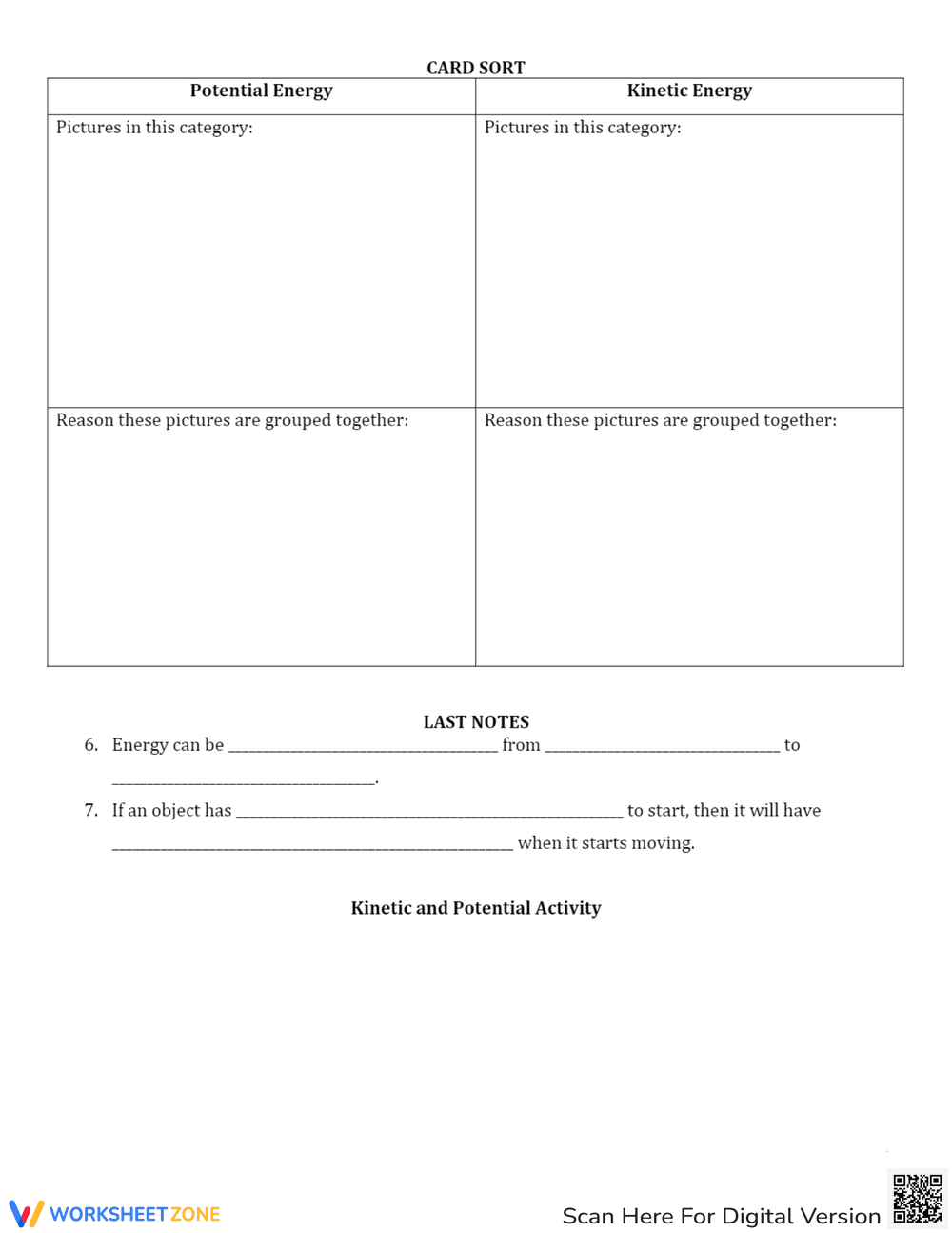 Energy Worksheet - Potential and Kinetic Energy - Page 2