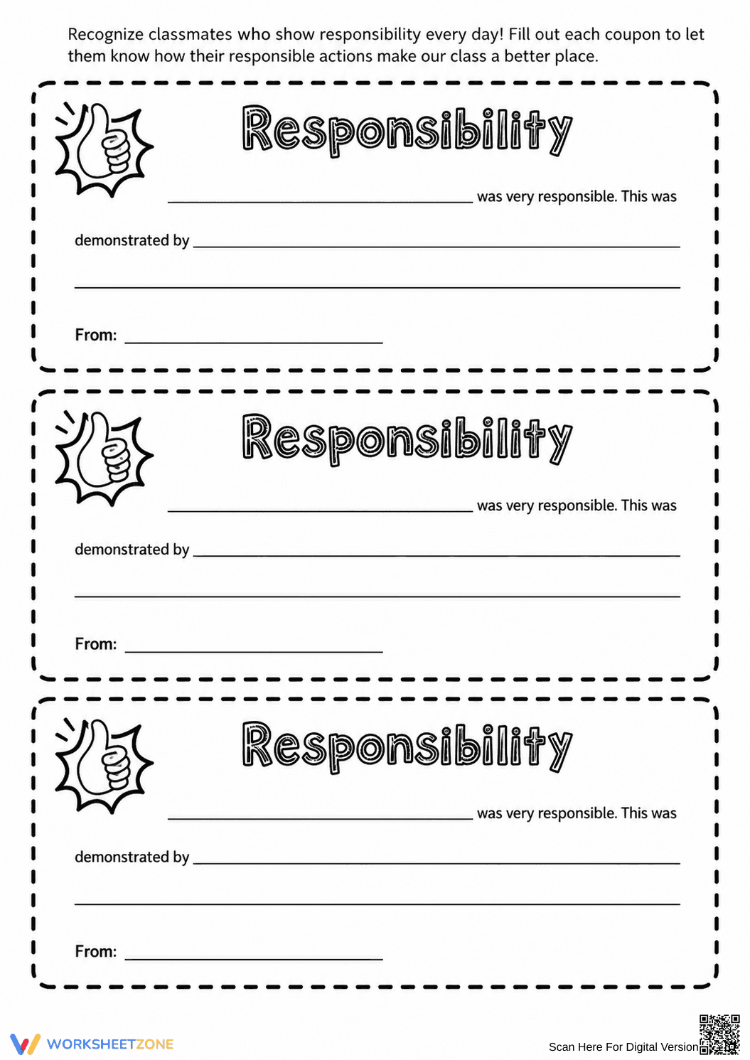 Printable Responsibility Coupons | Grade 3 SEL - Page 2