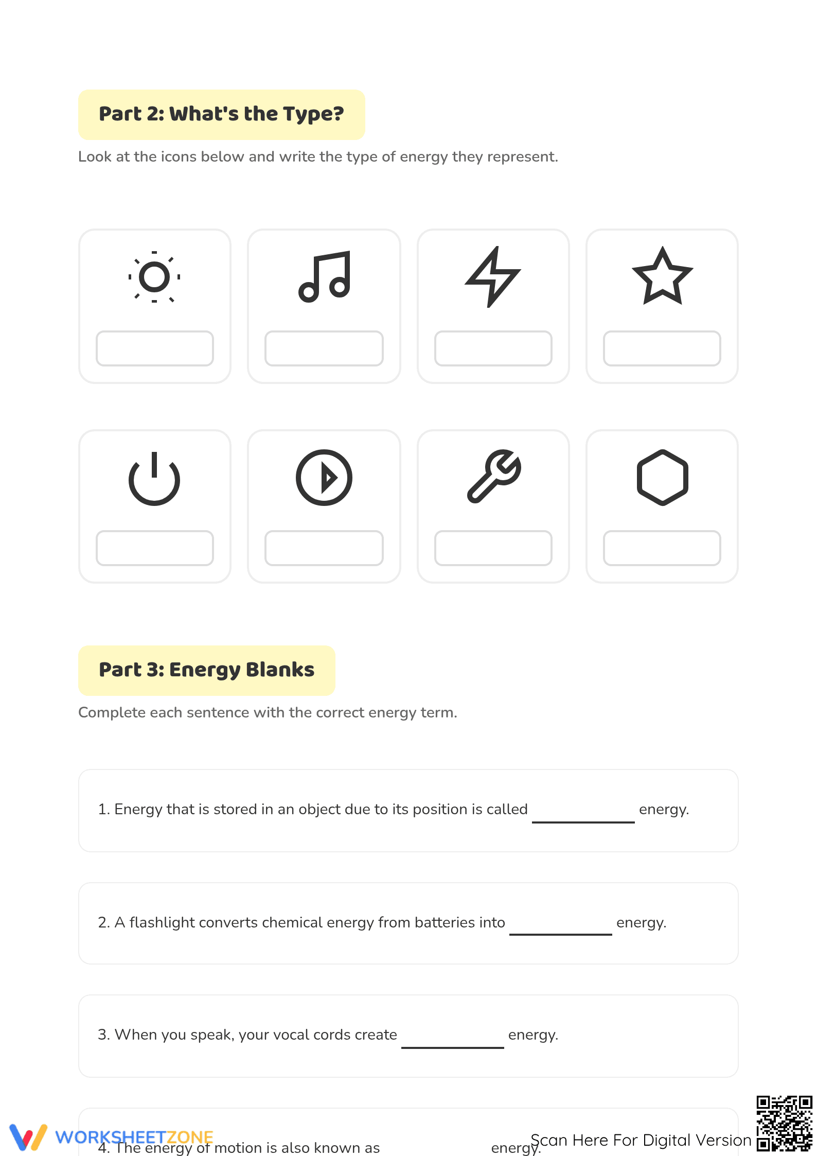 Worksheet to Identify Forms of Energy - Page 2