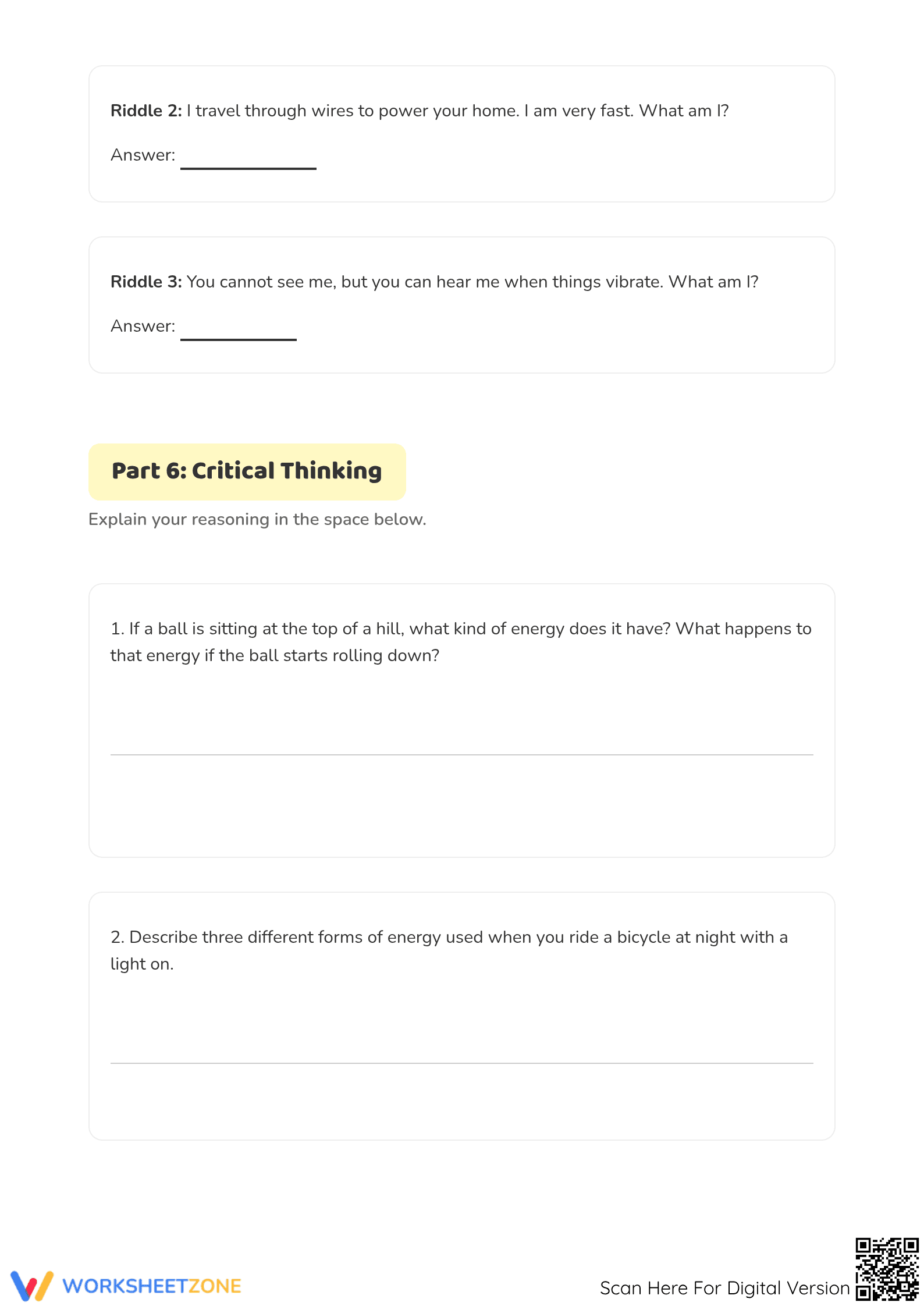 Worksheet to Identify Forms of Energy - Page 4