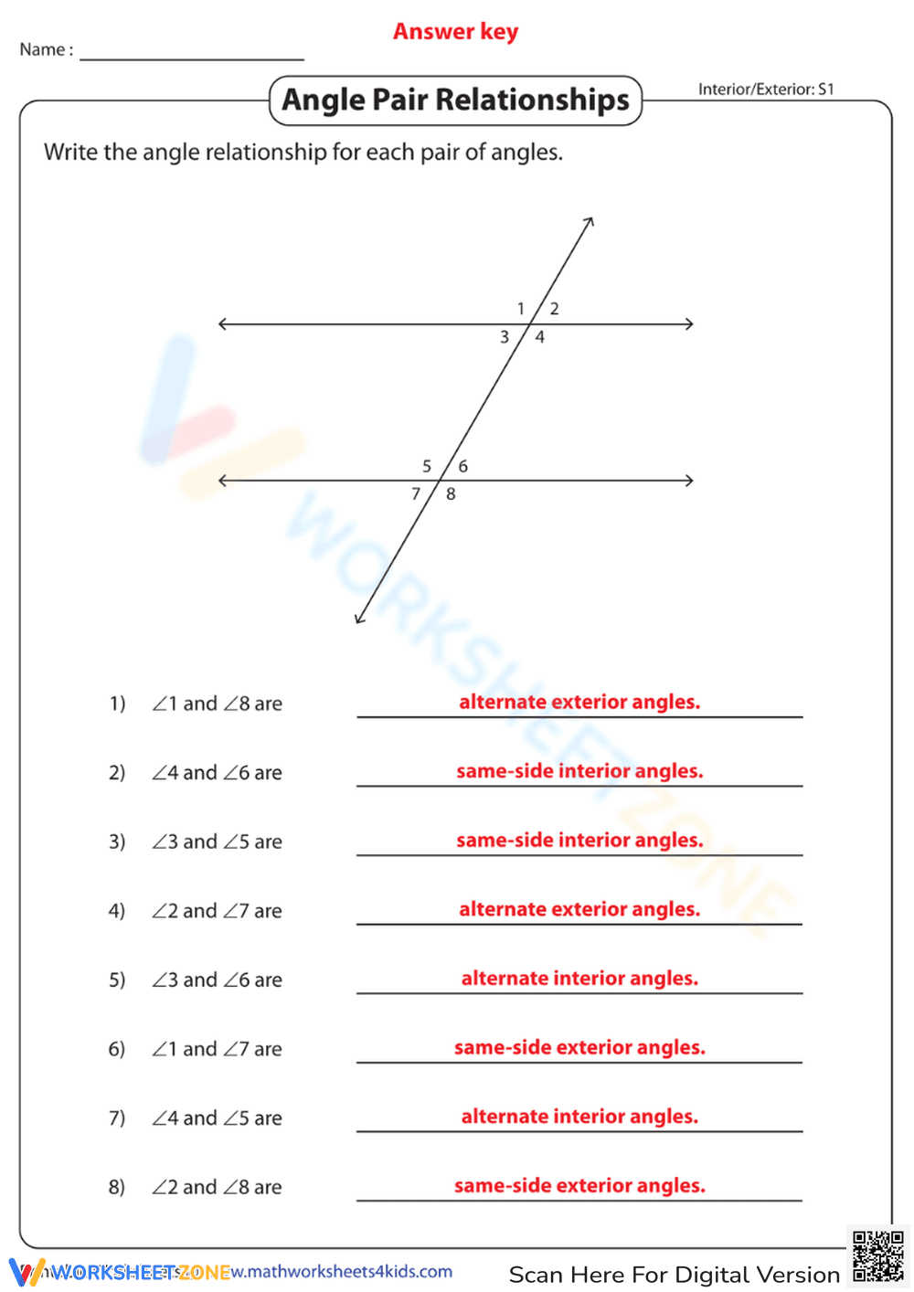 Explore Angle Pair Relationships with this Worksheet - Page 2