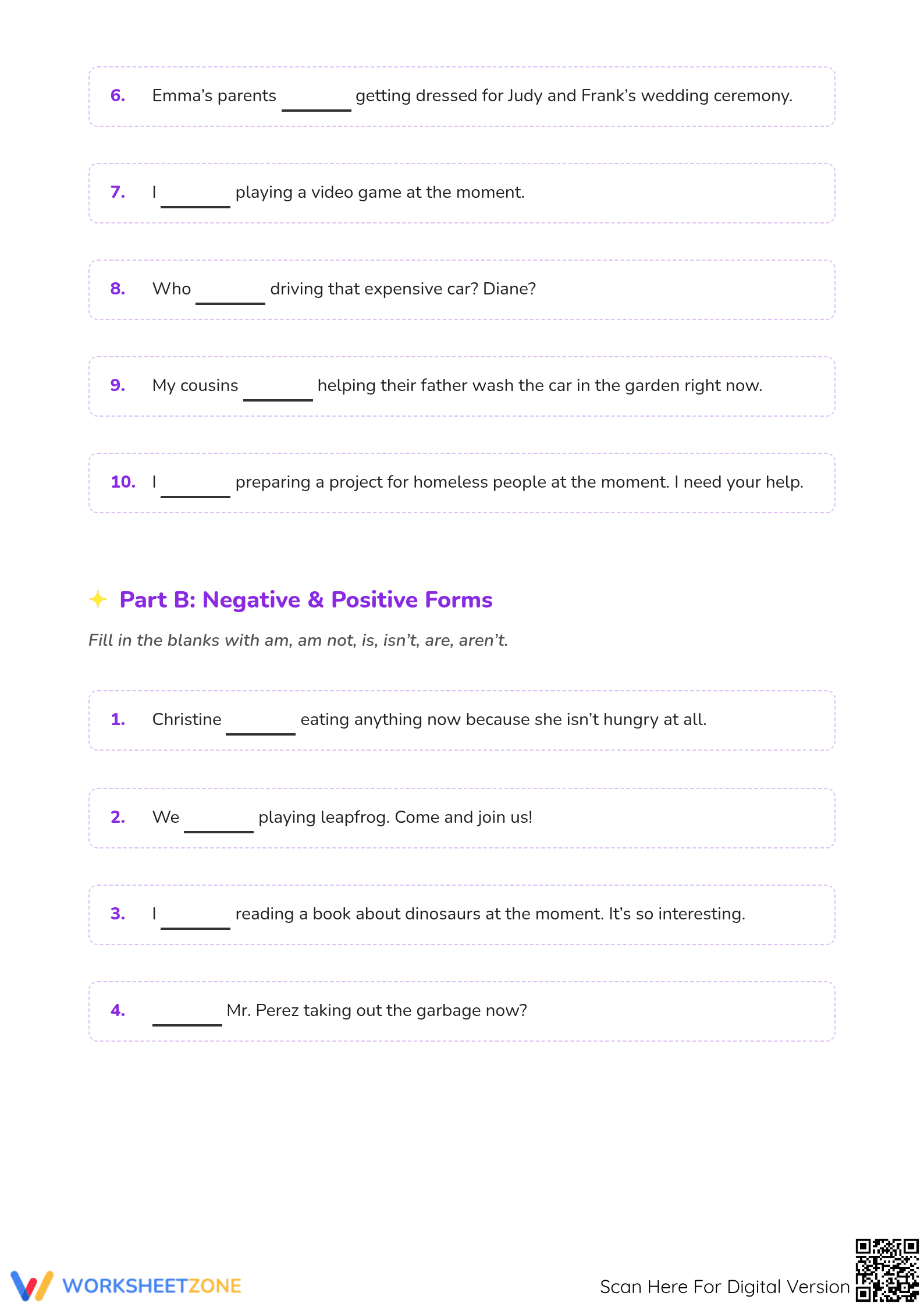 Present Continuous Tense Grammar Test - Page 2